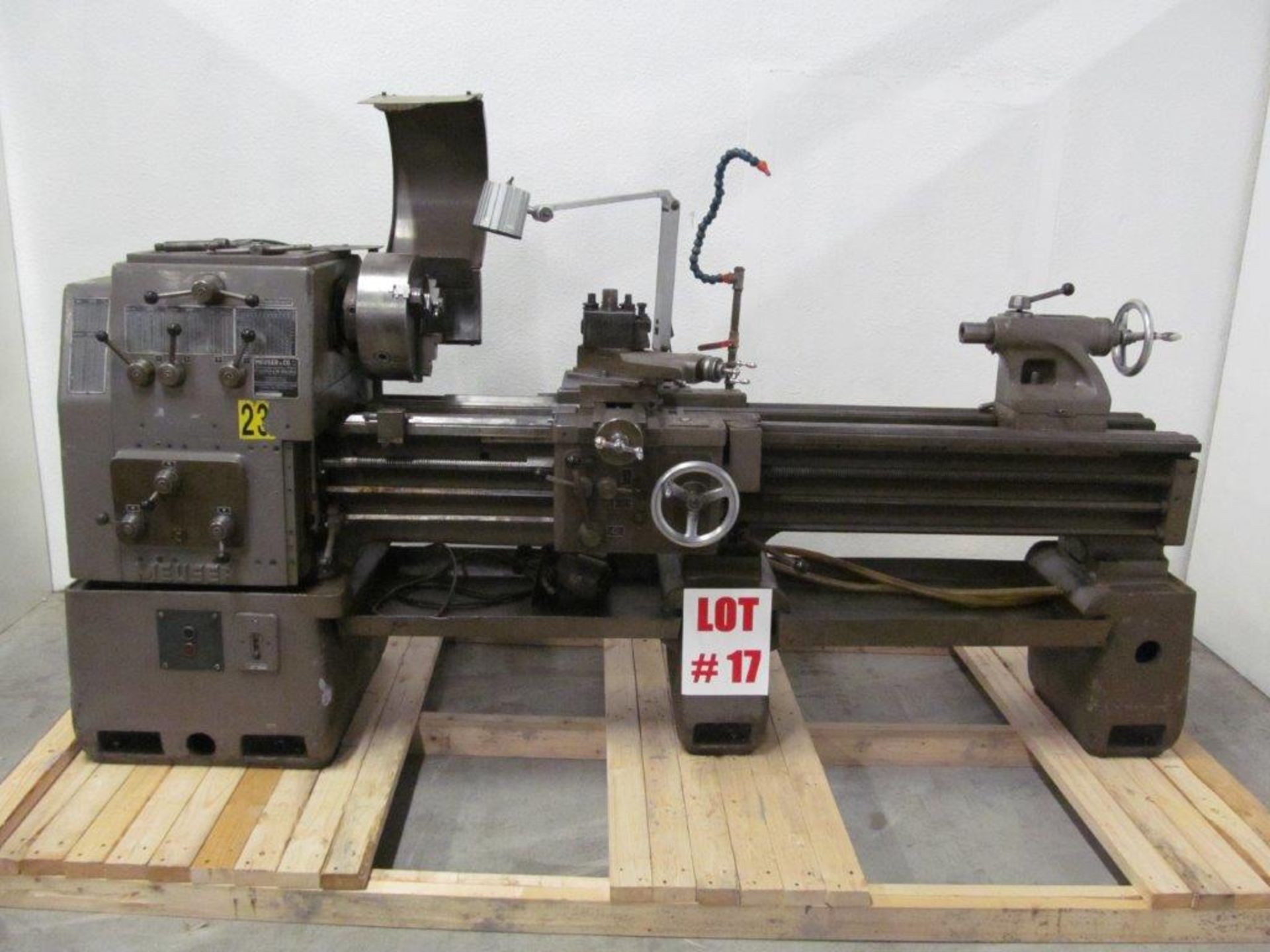 MEUSER (GERMANY ENGINE LATHE, 20" SWING X 60" CENTERS, SPINDLE HOLE: 2", C/W 12" 3-JAW CHUCK,
