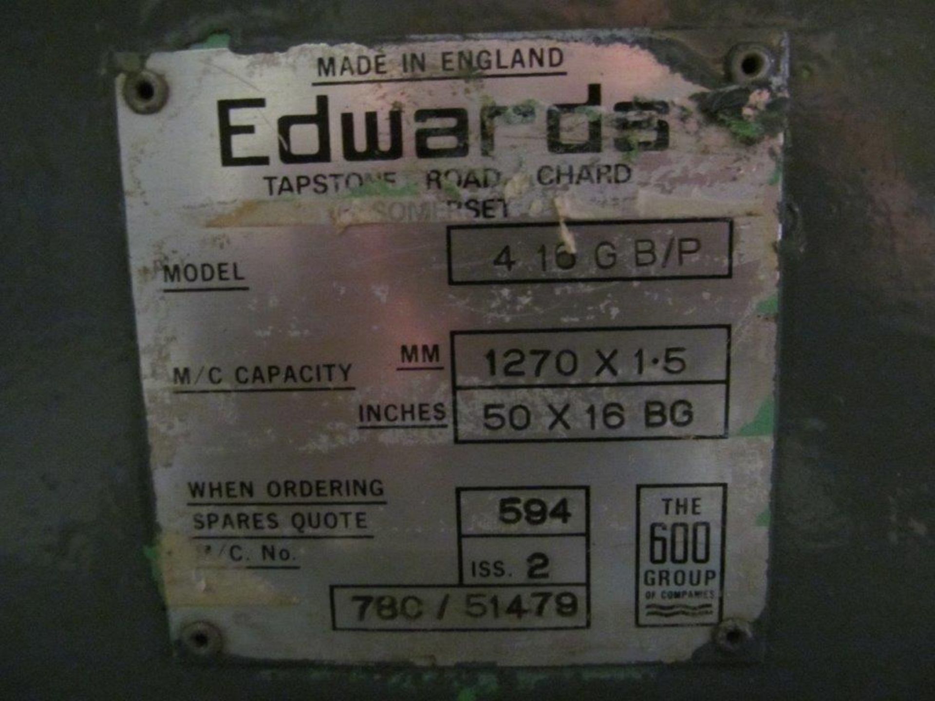 EDWARDS TRUFOLD FINGER BRAKE, 50" X 1/8" CAPACITY - Image 5 of 5