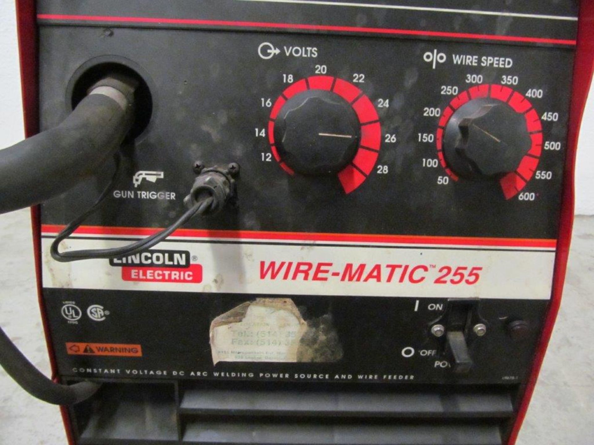 LINCOLN WIRE-MATIC 255 DC WELDER WITH WIRE FEEDER, S/N: U1950319563, ELECTRICS: 208V/230V/3PH/60C - Image 4 of 4