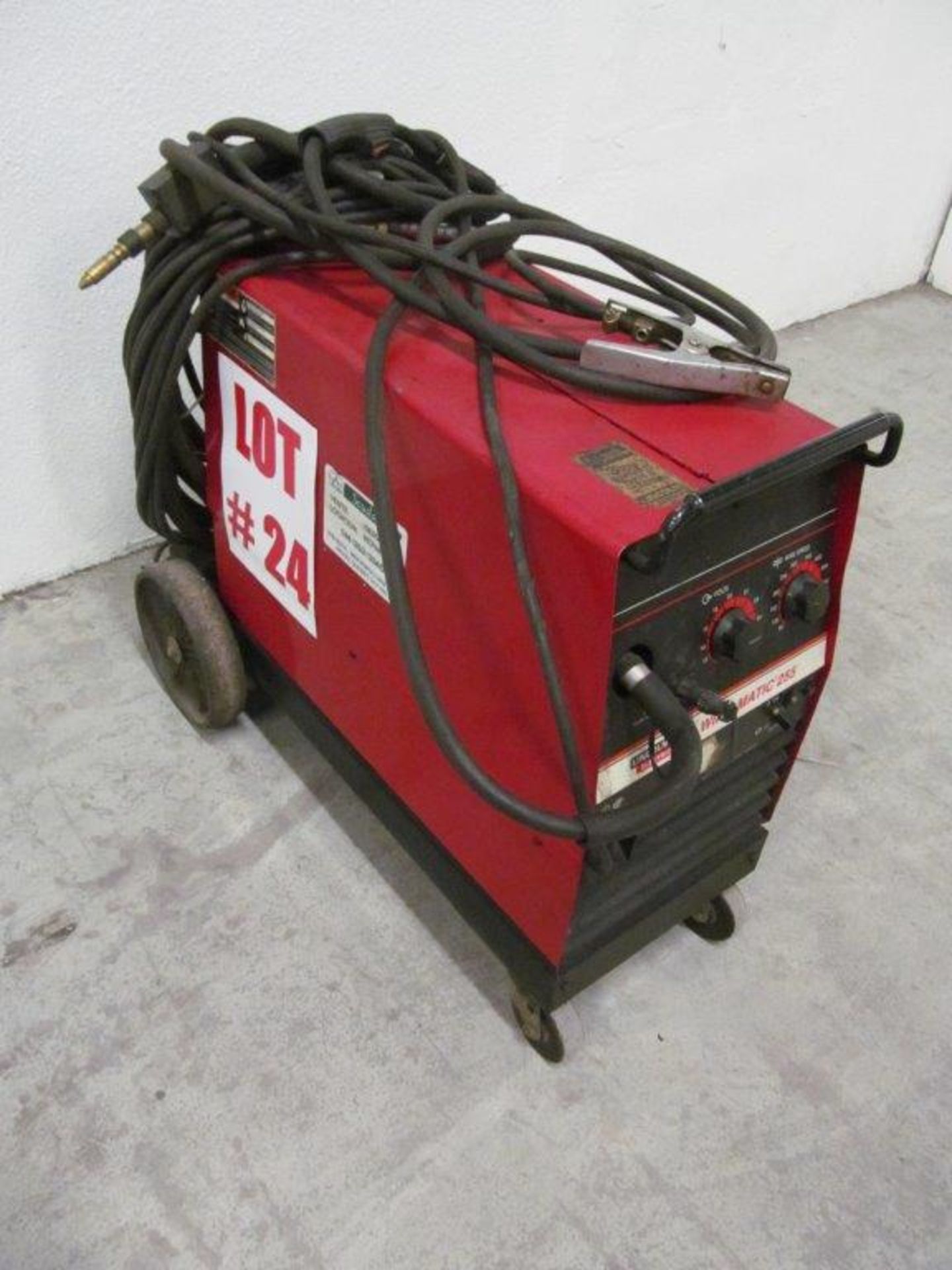 LINCOLN WIRE-MATIC 255 DC WELDER WITH WIRE FEEDER, S/N: U1950319563, ELECTRICS: 208V/230V/3PH/60C