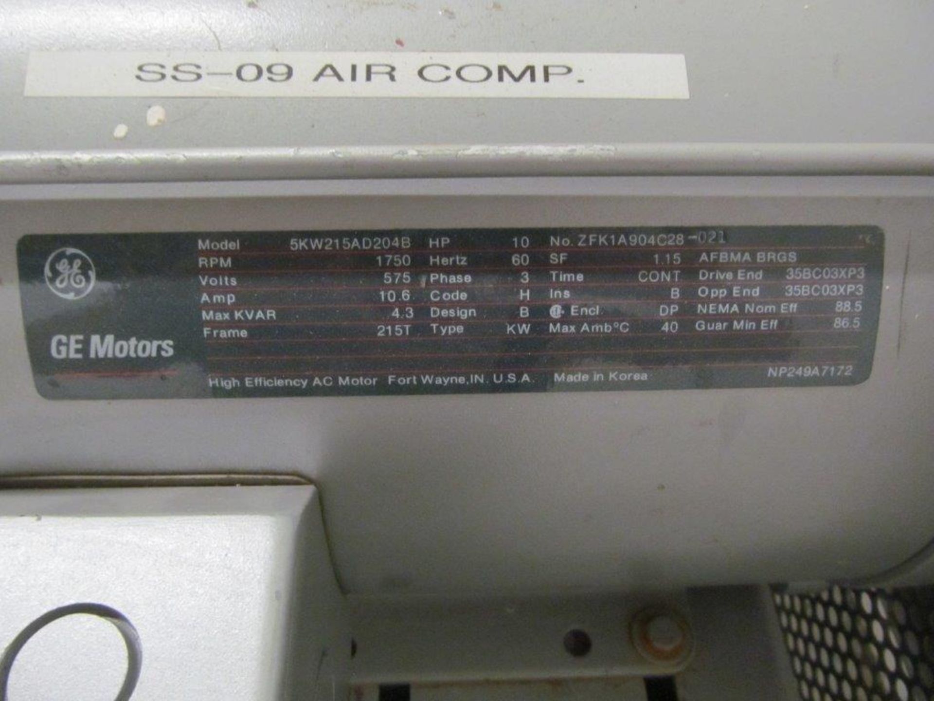 AIRTEK 10 HP AIR COMPRESSOR MODEL: GT2A, ELECTRICS: 575V/3PH/60C - Image 4 of 4