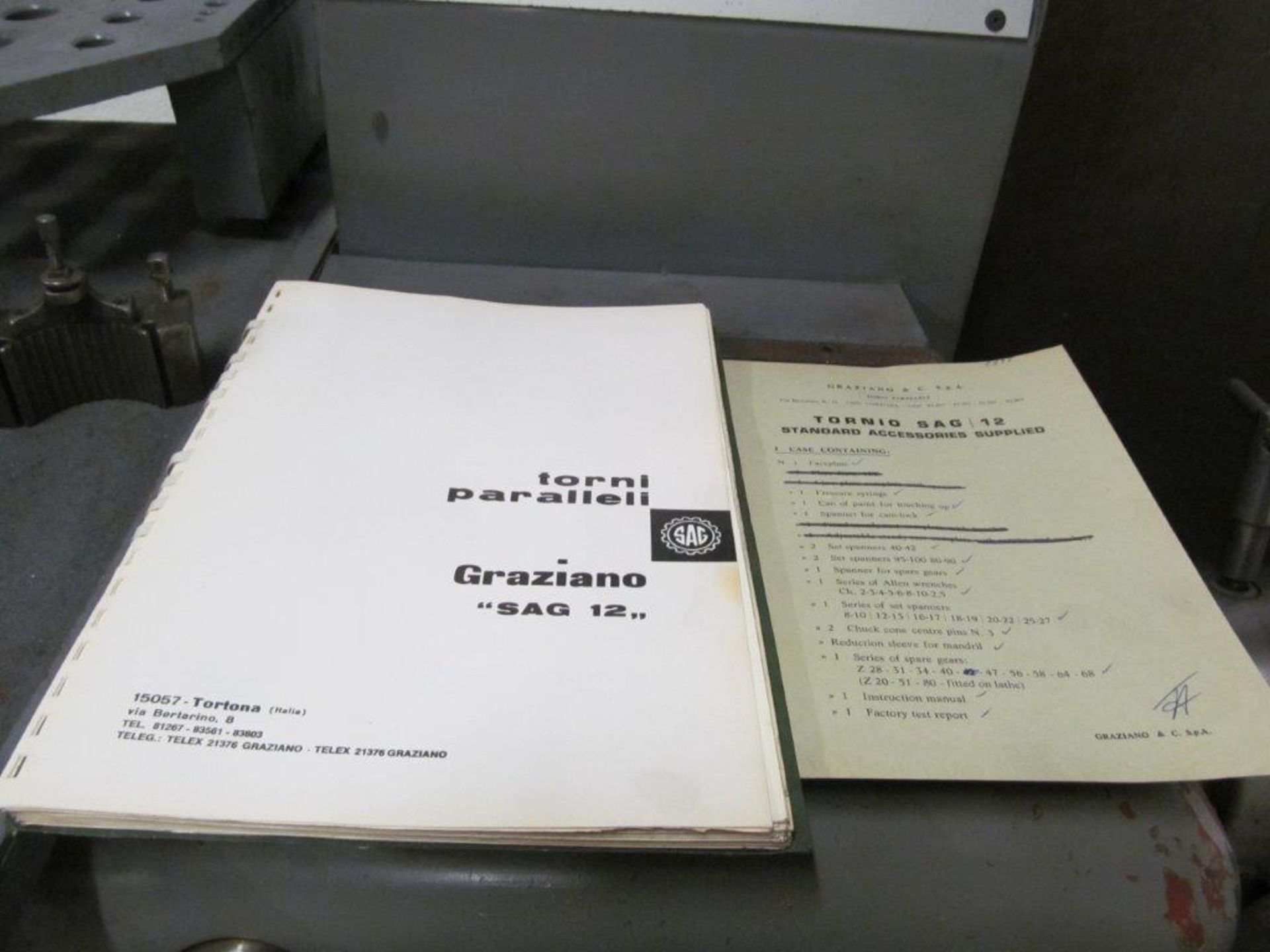 GRAZIANO ENGINE LATHE MODEL SAG 12, 14-1/2" SWING X 30" CENTERS, C/W ACCOMPANYING ACCESSORIES, - Image 8 of 8