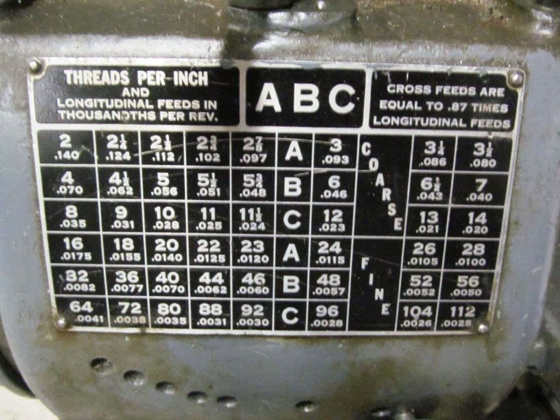 STANDARD MODERN TOOL ROOM LATHE, 14'' SWING X @30-36'' CENTERS SPINDLE BORE: 1 1/2'', ELECTRICS - Image 7 of 9