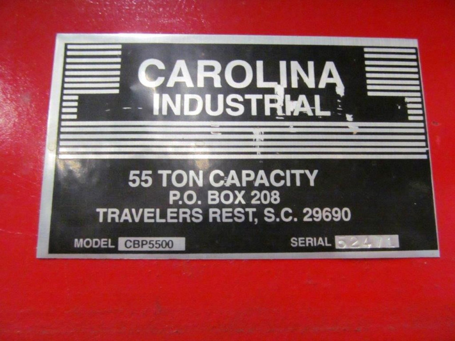 CAROLINA (USA) 55 TON HEAVY DUTY SHOP PRESS, NOTE: MAY NEED "O" RINGS - Image 5 of 6