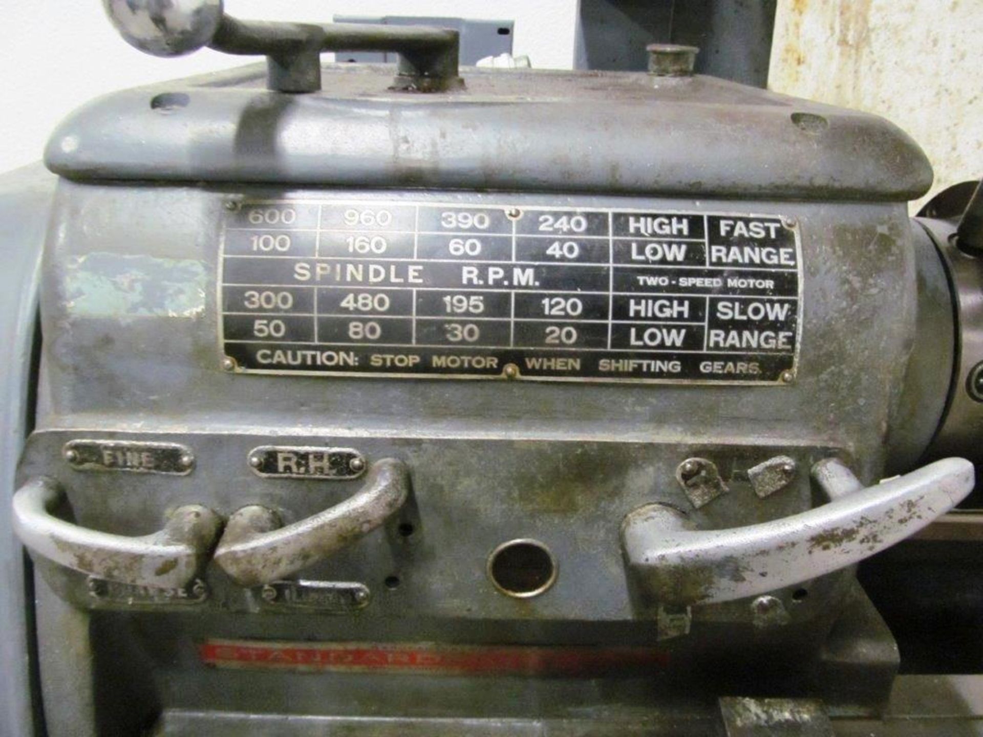 STANDARD MODERN TOOL ROOM LATHE, 14'' SWING X @30-36'' CENTERS SPINDLE BORE: 1 1/2'', ELECTRICS - Image 6 of 9