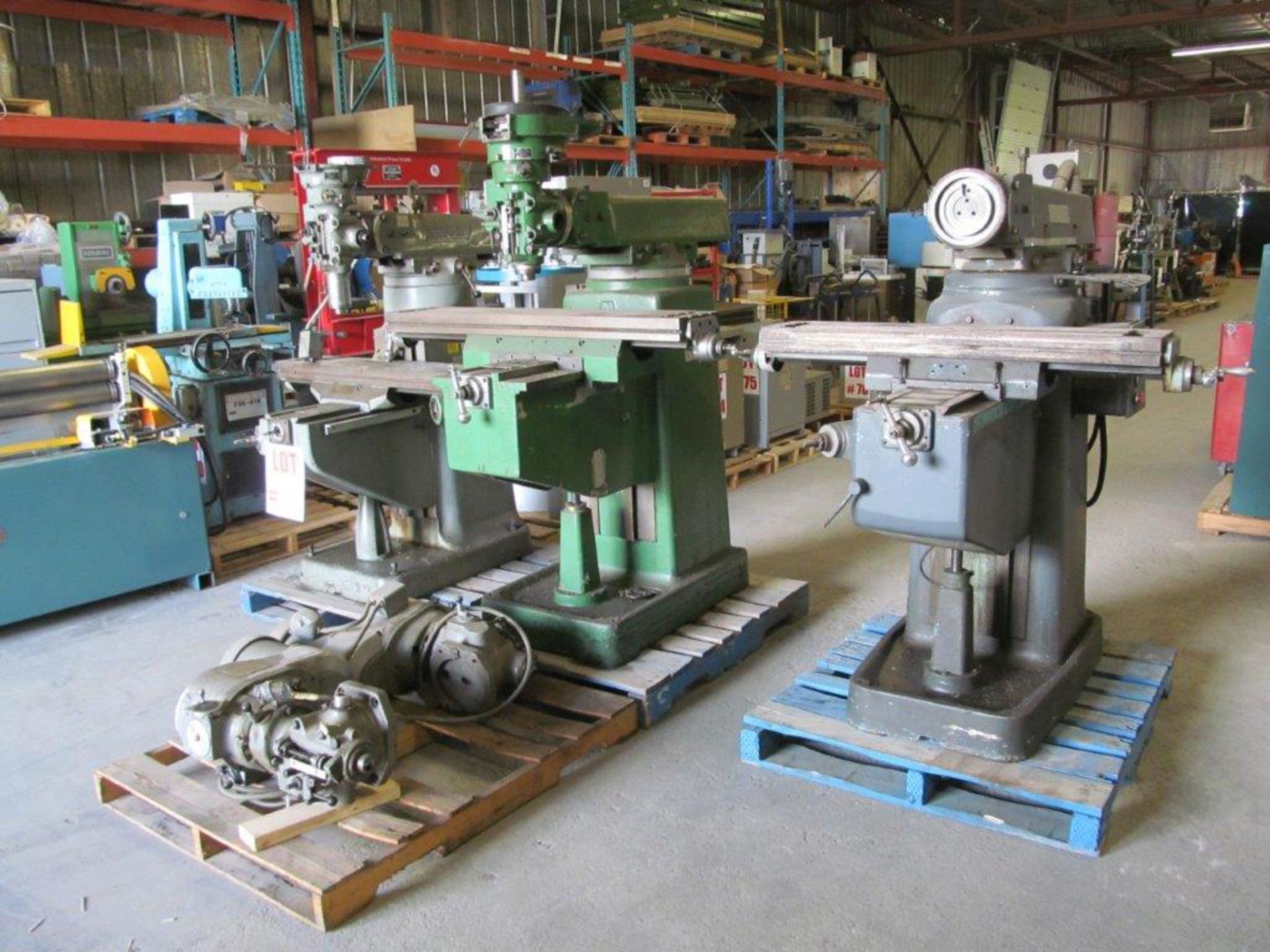 LOT CONSISTING OF (3) TURRET MILLS & (2) VARIABLE SPEED MILLING HEADS, SOLD AS (1) LOT