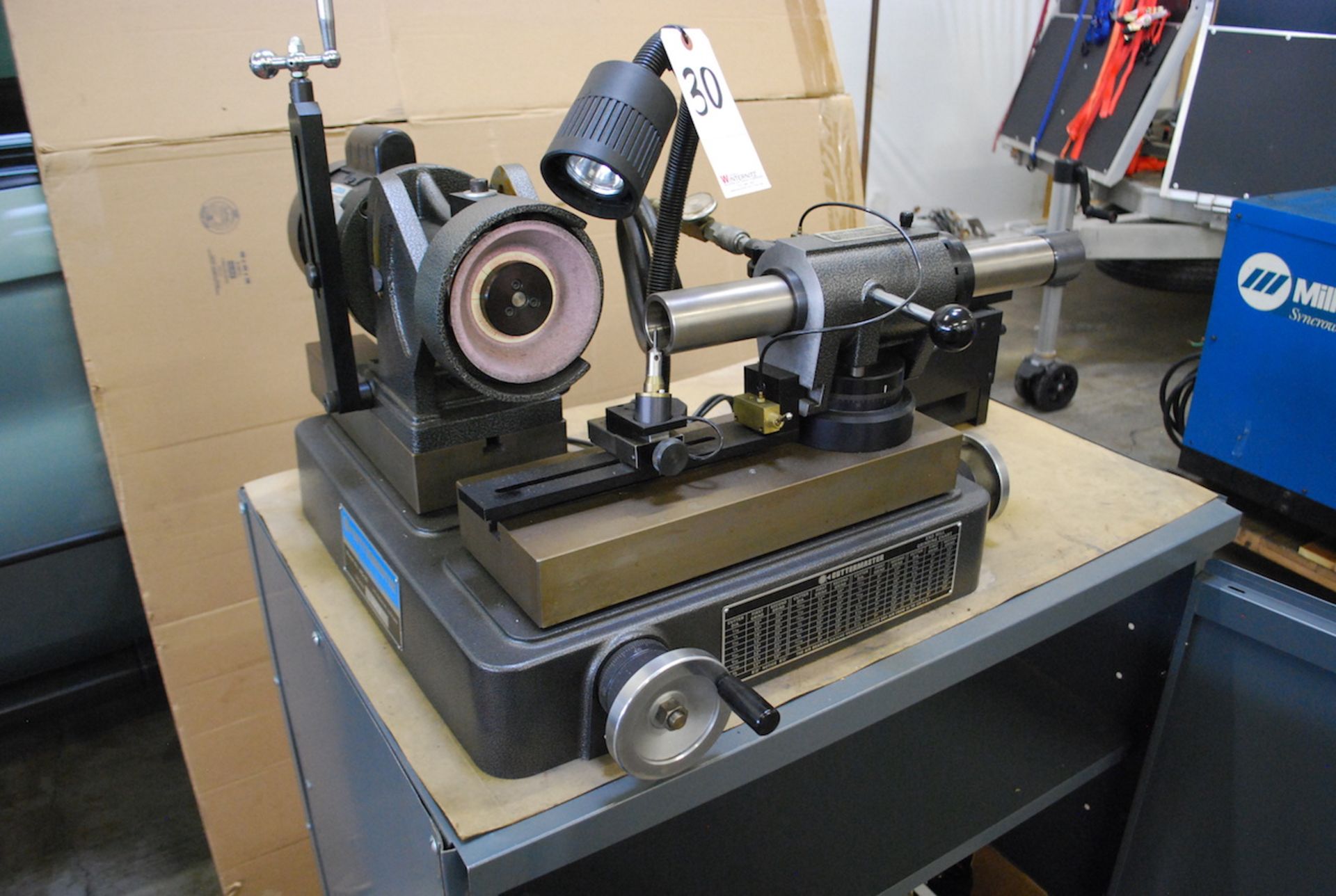 CUTMASTER MODEL MG-30 ENDMILL SHARPENER: S/N 5326; 1/3HP; CABINET W/ACCESSORIES.