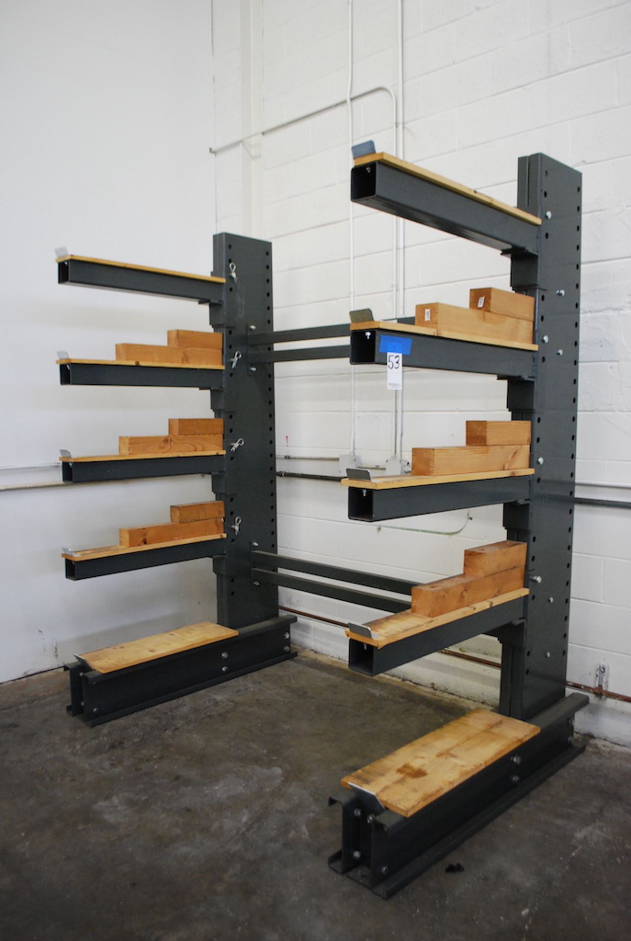 JARKE STEELTREE SERIES 60 SINGLE SIDED ADJUSTABLE CANTILEVER STORAGE RACK: 8’ HIGH; 21,710 LBS