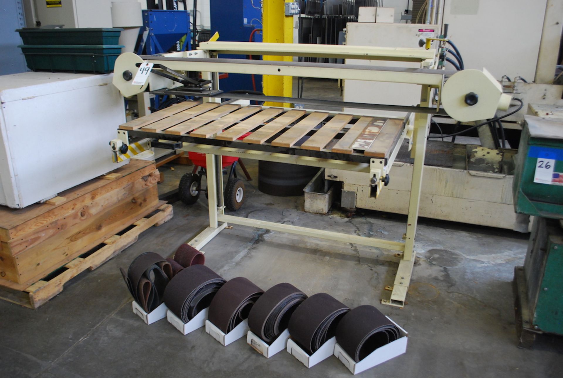 48" STROKE SANDER: 1-1/2HP MOTOR; 24" X 48" TABLE; 6" WIDE BELT; ASSORTED SANDING BELTS.