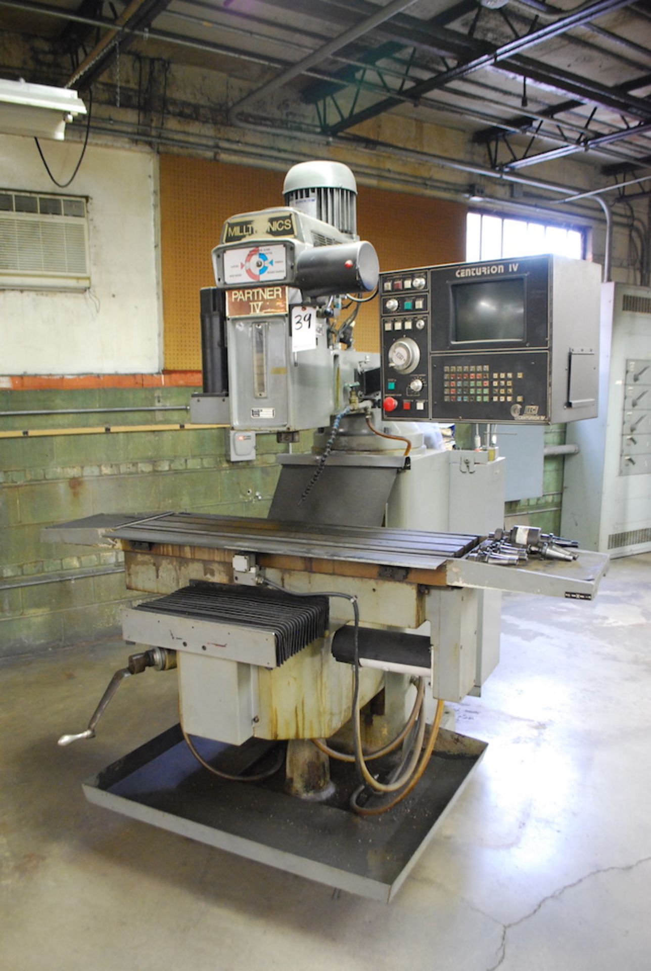 1986 MILTRONICS MODEL PARTNER IV CNC VERTICAL MILL: S/N 1140; CENTURION IV CONTROL; 3HP; 10” X 42”