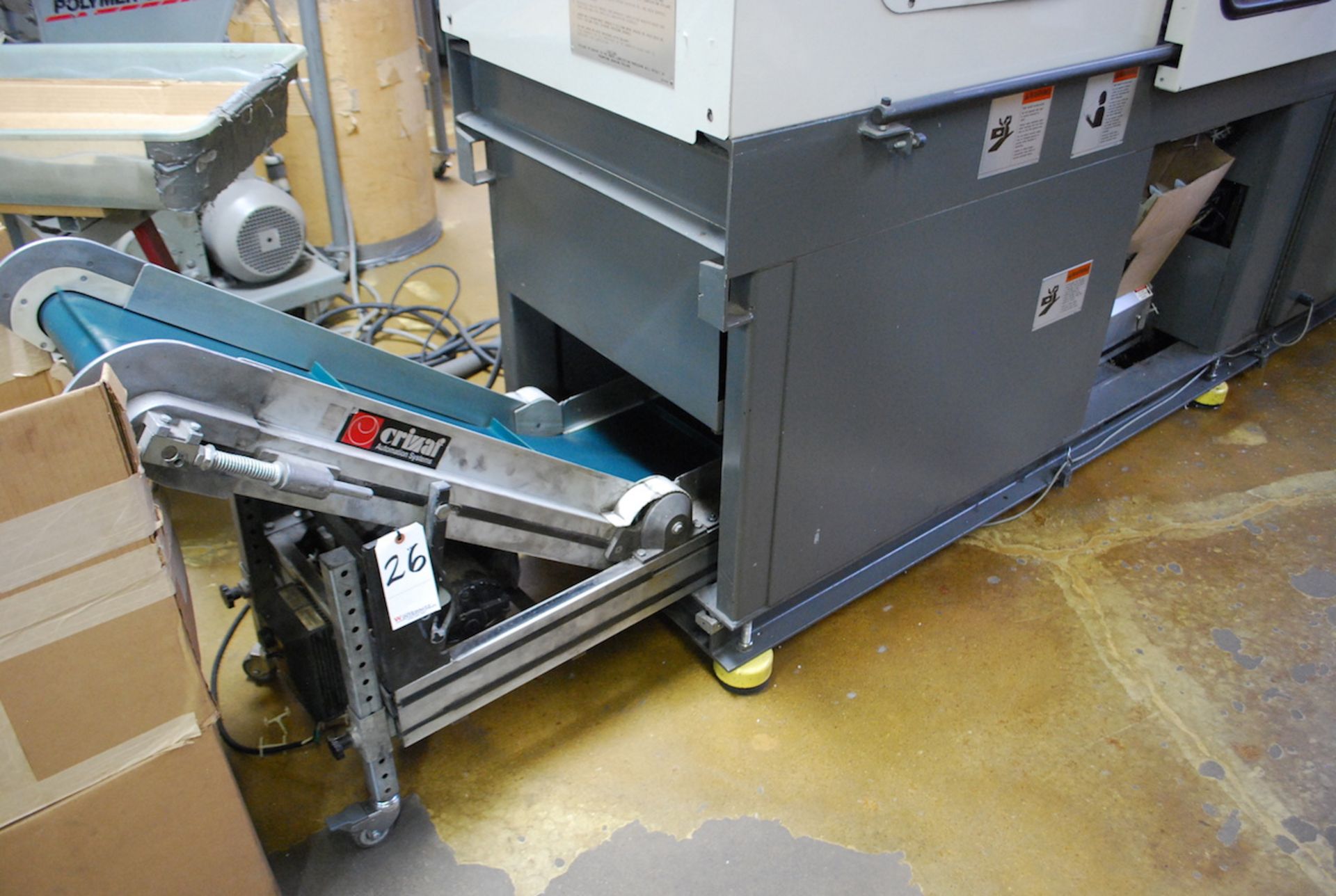 CRIZAF AUTOMATION SYSTEMS 12” MODEL LTCM/1.5-1508 CONVEYOR: S/N CE 800; 115V.; 5’ HORIZONTAL