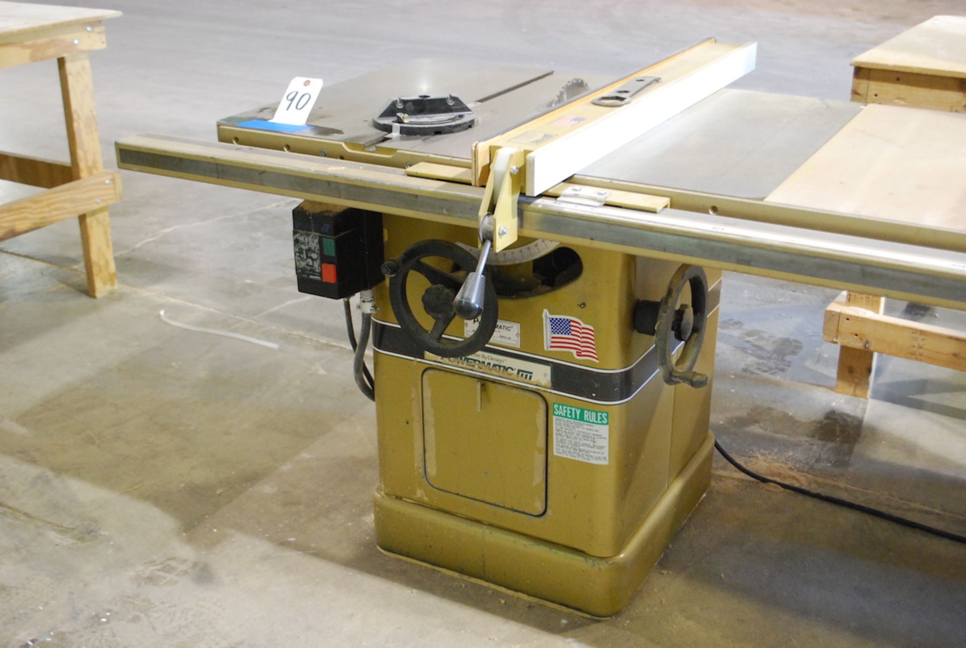 POWERMATIC NO. 66 TILTING ARBOR TABLE SAW: S/N 95662344; W/Bieseneyer T-Square Saw Fence System; 28" - Image 2 of 2