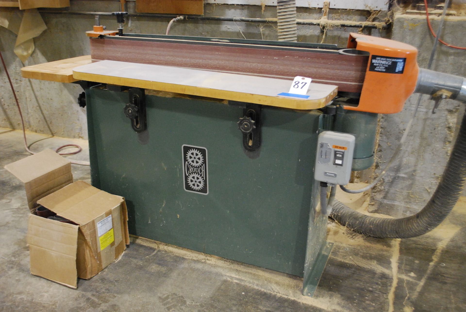 CROUCH 3-HP MODEL 66-48 SINGLE SIDED EDGE SANDER; W/48" X 11-1/2" Table; End Table; Controls