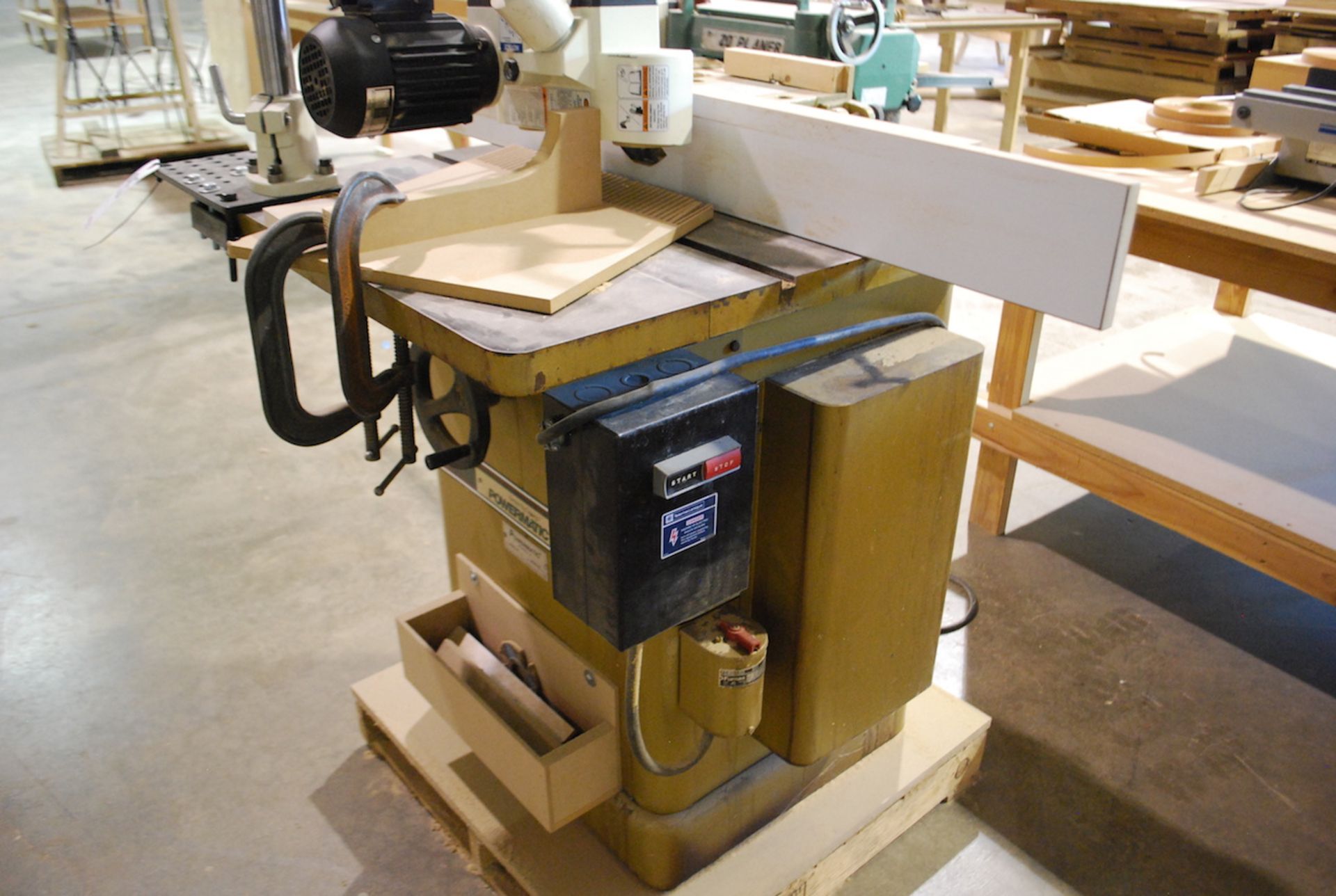 POWERMATIC MODEL 26 SINGLE SPINDLE SHAPER: S/N 89267215; W/Shop Fox Model W1765 1/4 HP 3-Roll - Image 2 of 4