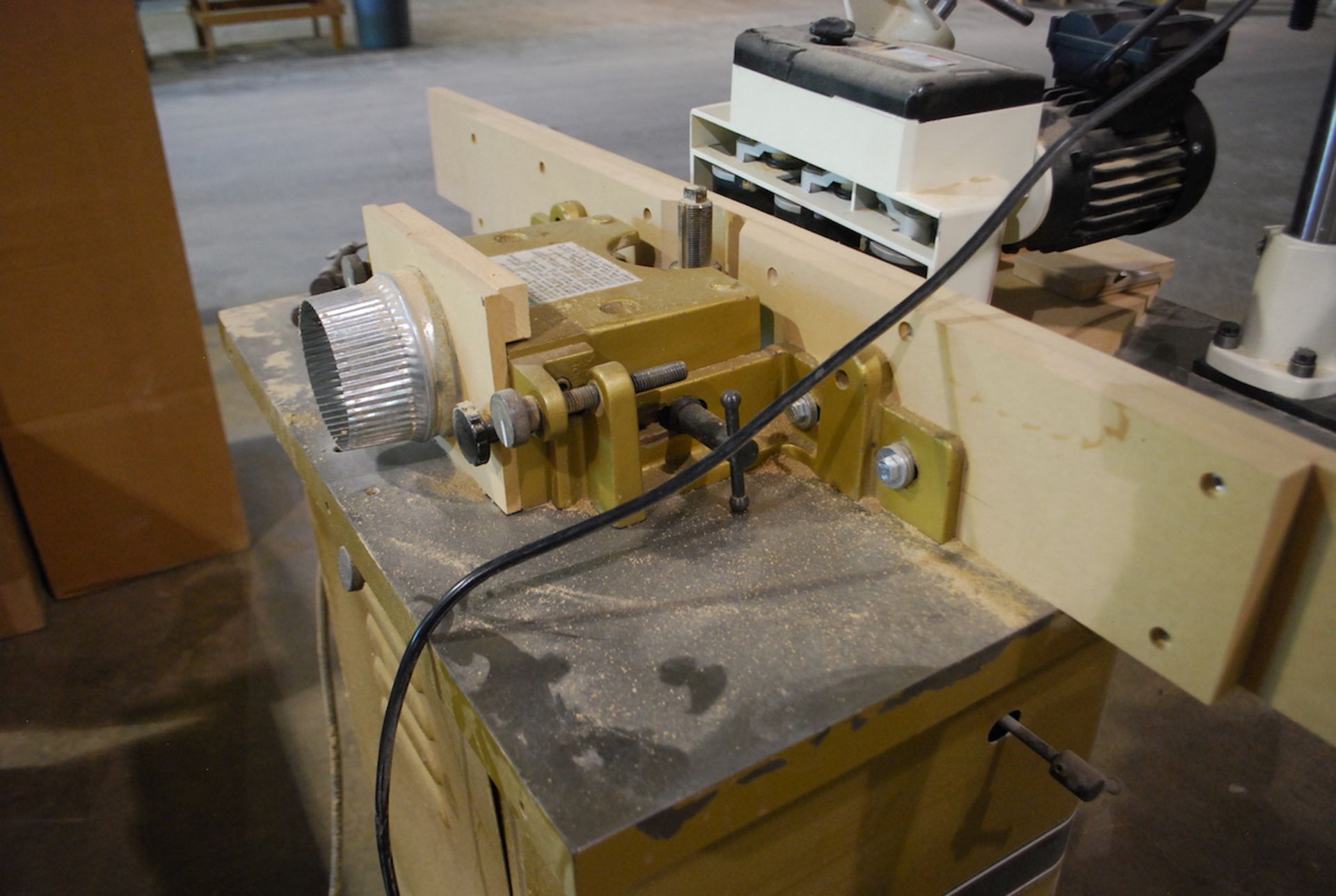 POWERMATIC MODEL 26 SINGLE SPINDLE SHAPER: S/N 89267215; W/Shop Fox Model W1765 1/4 HP 3-Roll - Image 4 of 4