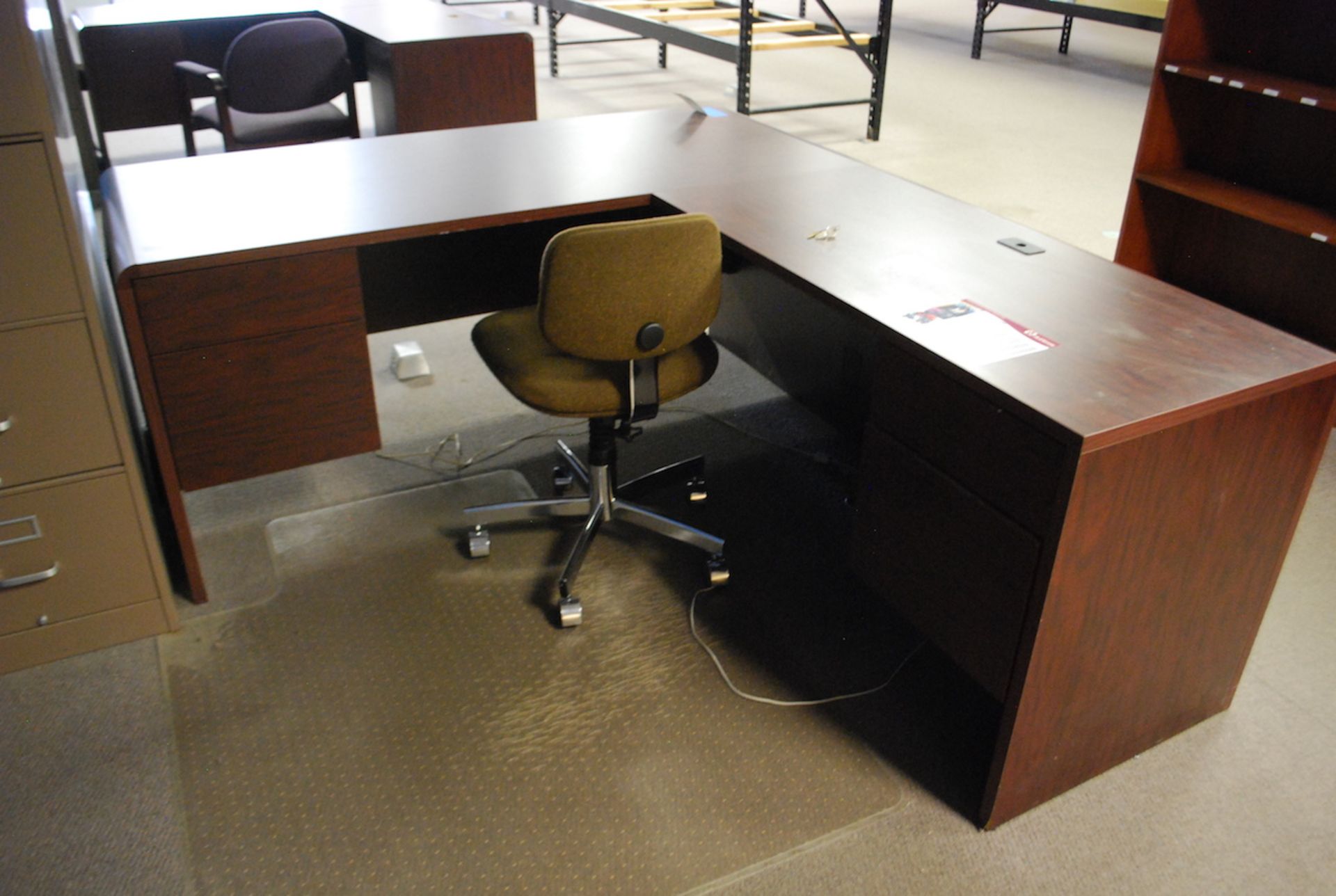 LOT: L-SHAPED DESK W/FILE CABINET & CHAIR - Image 2 of 3