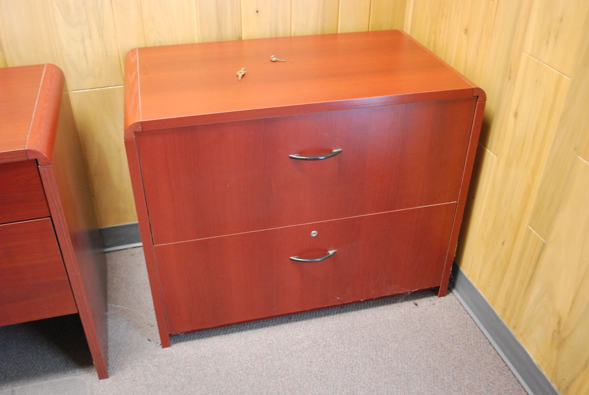 LOT: U-SHAPED DESK; LATERAL FILE CABINET& (3) CHAIRS - Image 3 of 3