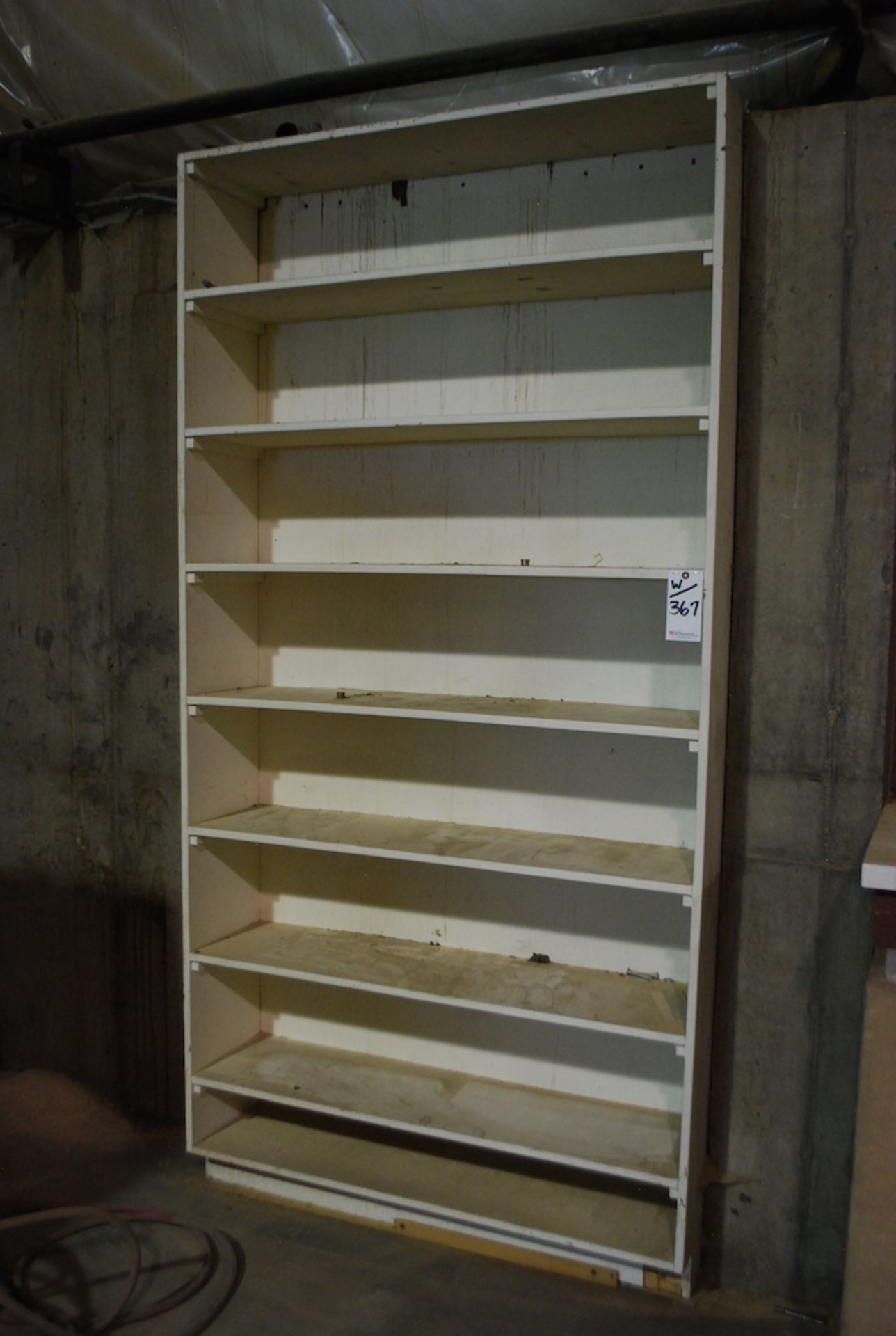 LOT: FORMICA DESK; TAN STORAGE CABINET & WHITE SHELF UNIT - Image 3 of 3