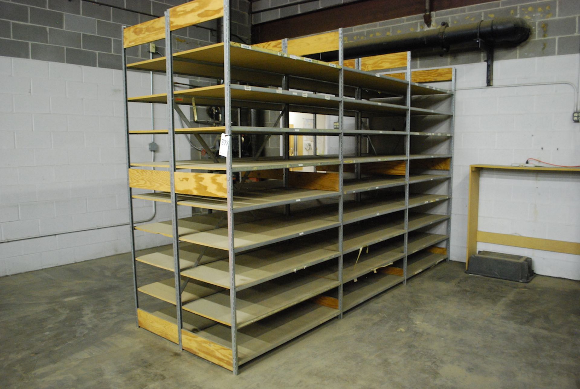 LOT: ASSORTED STEEL SHELVING IN AREA