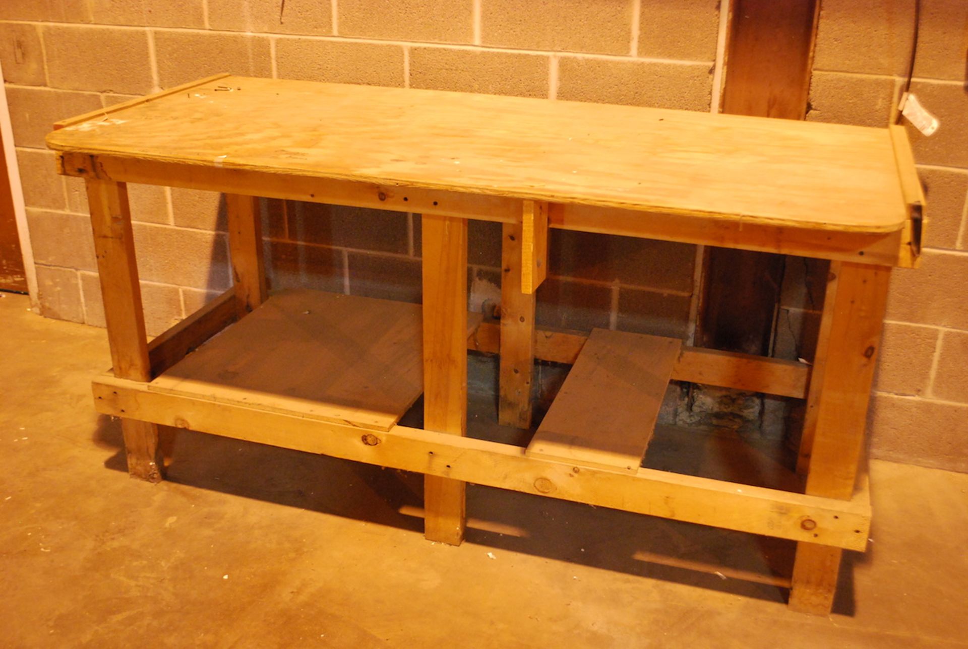 LOT: WOOD WORK BENCHES & SHELVES IN AREA (TOTAL 4 PCS) - Image 3 of 4