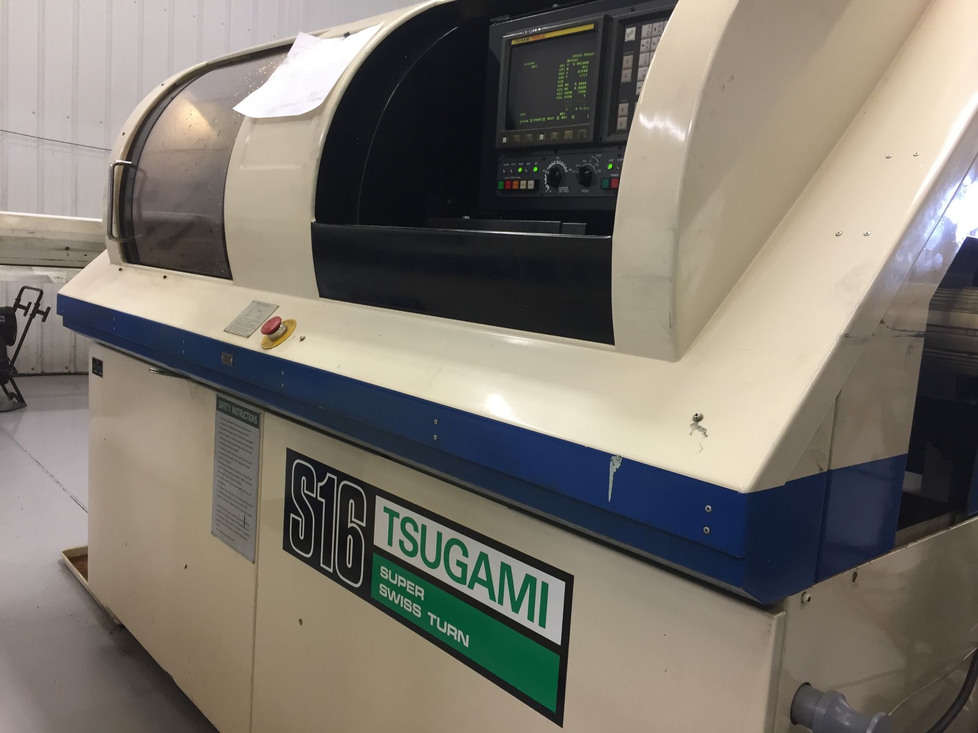 (1992) Tsugami Model S-16D Swiss Type CNC Lathe: S/N 3209; Fanuc 0T Control, 3 Live/5OD/3ID/3BW - Image 7 of 11