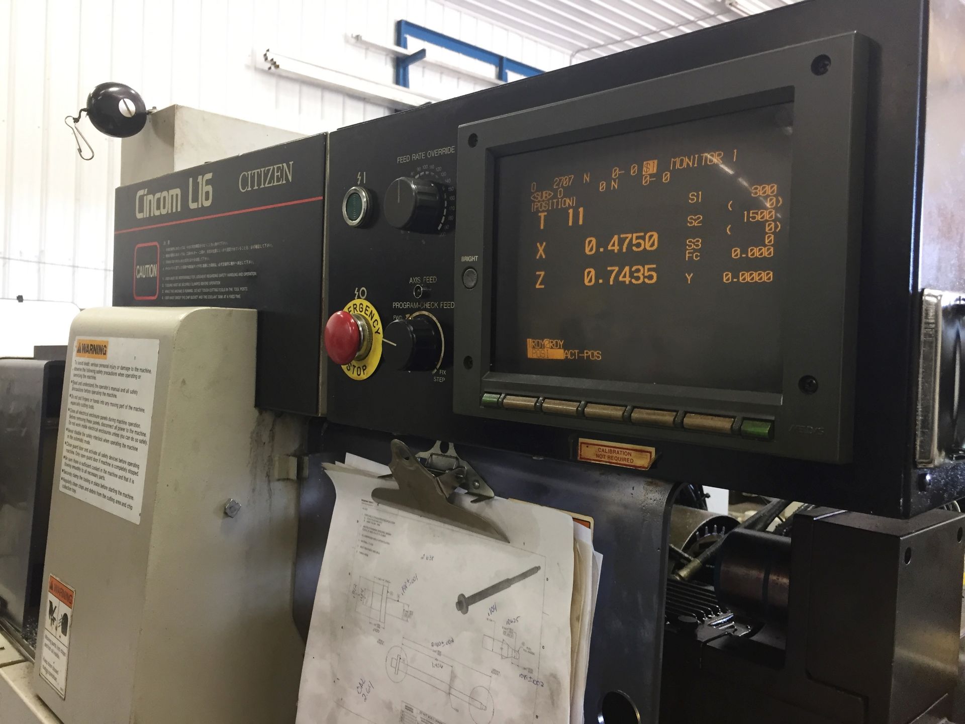 (1995) Citizen Model L-16VII (3M7) Swiss Type CNC Lathe: S/N X9191; Mitsubishi 330 Control, - Image 10 of 10