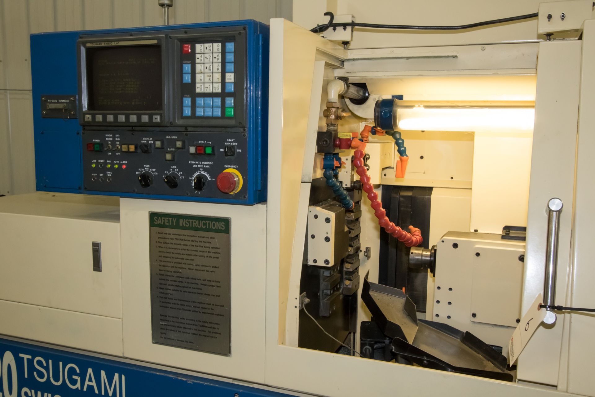 (1997) Tsugami Model SX-20B (BS-20B) Swiss Type CNC Lathe: S/N 225; Fanuc LA-1 Control - Image 2 of 10