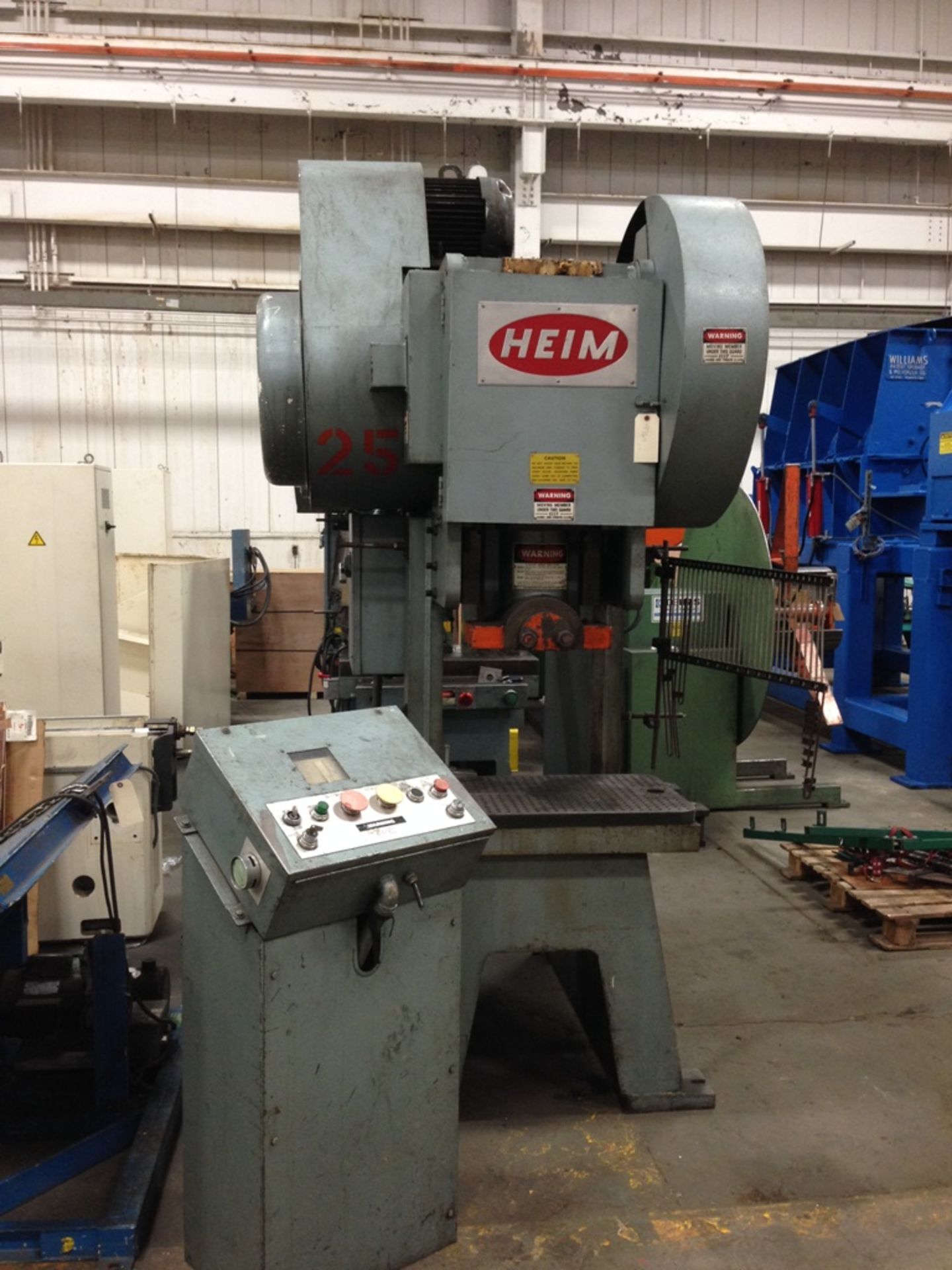 70 TON HEIM MODEL 7GA BACK GEARED GAP FRAME PRESS Serial No. H-3649 New 1989 Motor Driven with 7.5