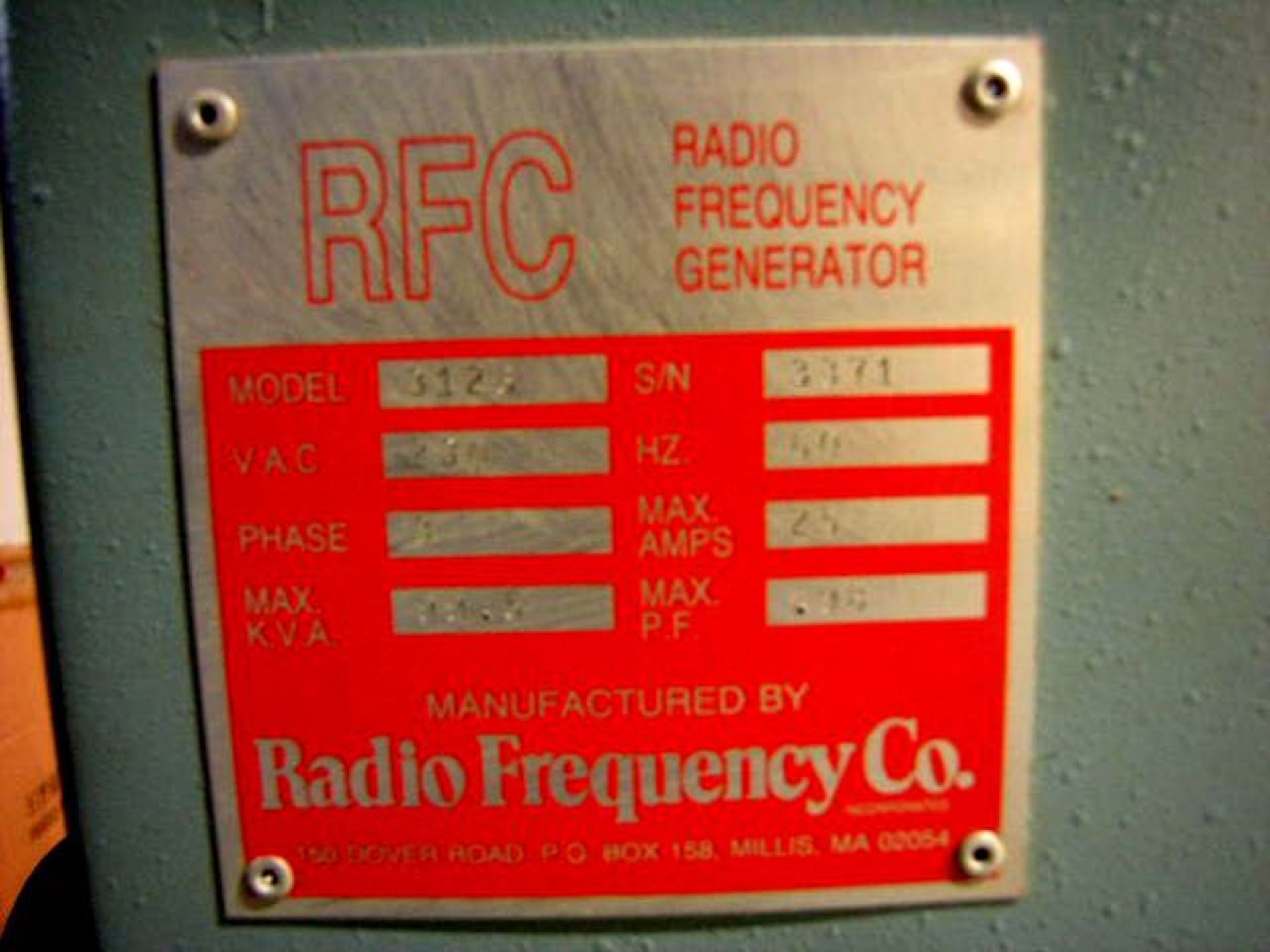 RADIO FREQUENCY CO. INDUCTION GENERATOR SYSTEM RFC, Radio Frequency Generator Md. 3126 Max. kva: - Image 4 of 14