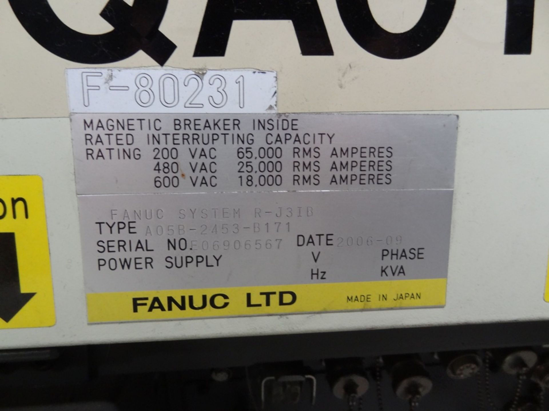 FANUC R2000iA/210F WITH R-J3iB, CABLES, TEACH PEND, SN 80231, YEAR 09/2006, HOURS 6540 LOCATION MI - Image 8 of 8