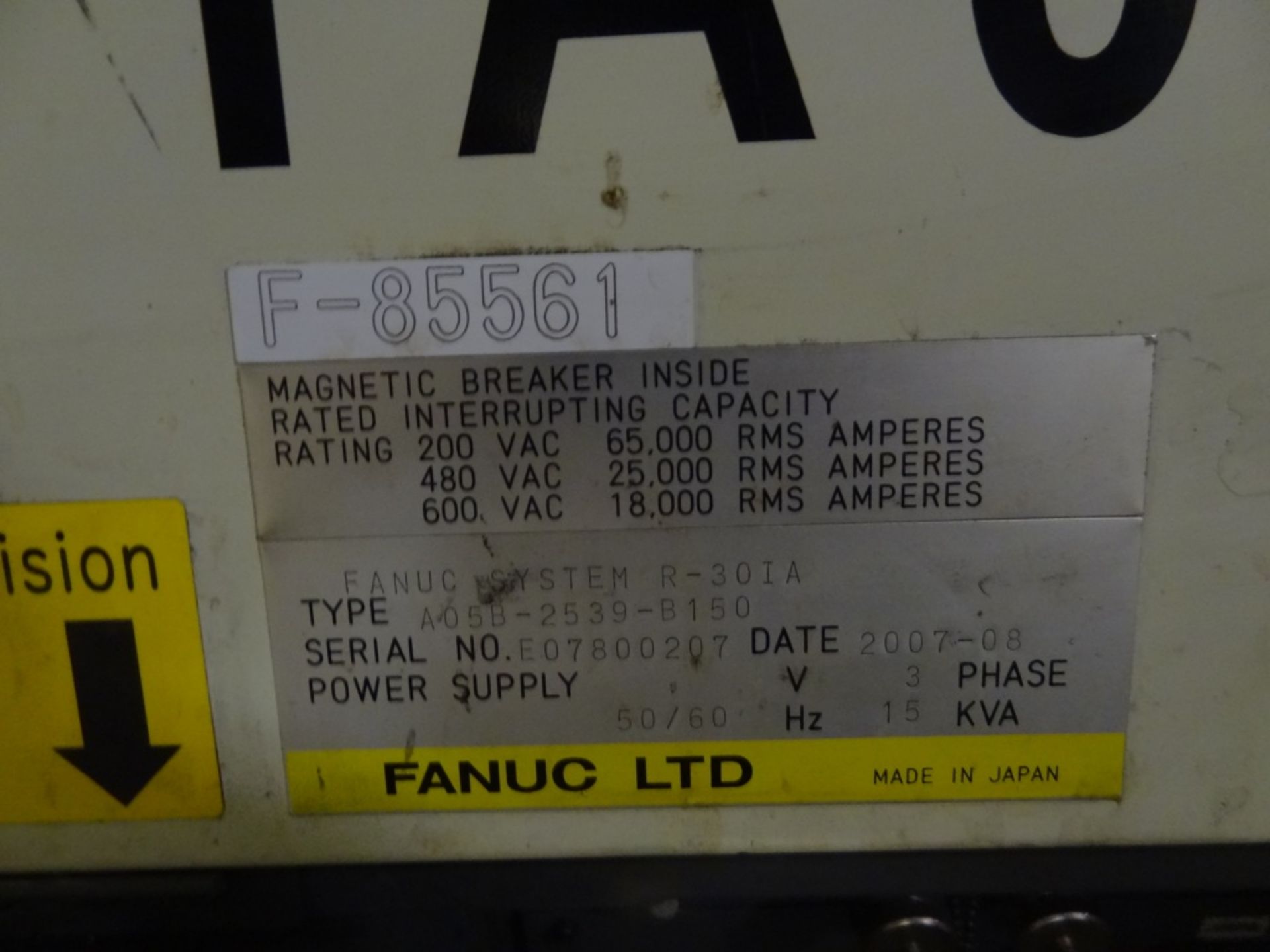 FANUC M-900iA/260L R 30iA, CABLES & TEACH PENDANT, SN 85561, YEAR 08/2007, HOURS 5427, LOCATION MI - Image 8 of 9