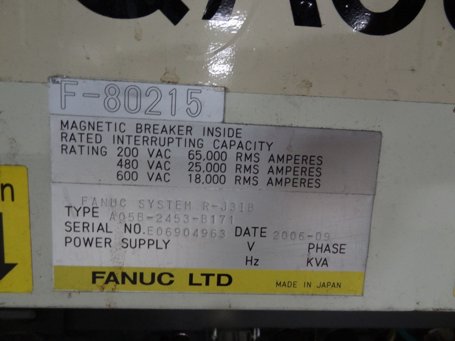 FANUC R2000iA/210F WITH R-J3iB, CABLES, SN 80215, YEAR 9/2006, HOURS 12,833 LOCATION MI. - Image 4 of 5