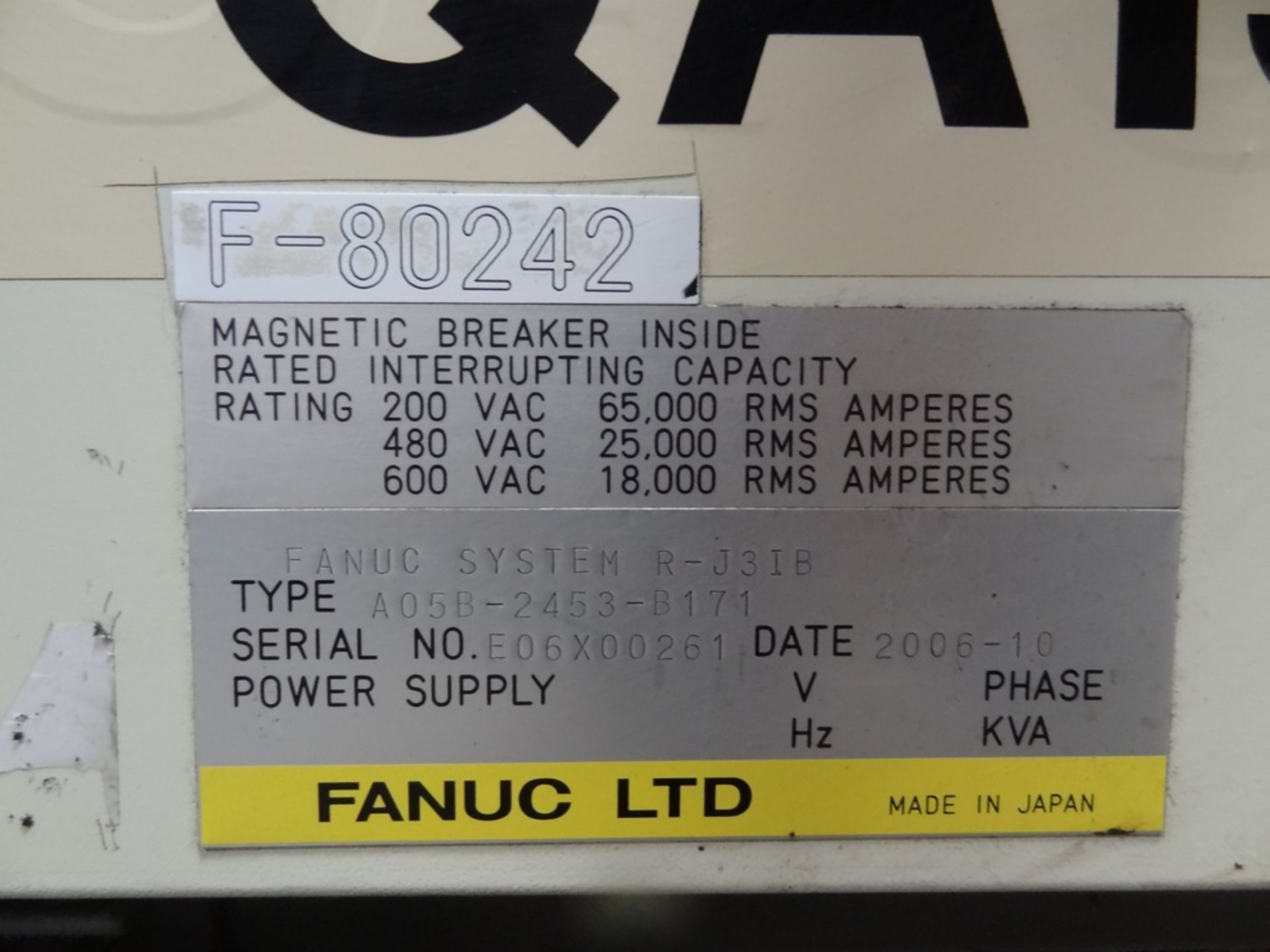 FANUC R2000iA/210F WITH R-J3iB, CABLES, TEACH PEND, SN 80242, YEAR 1/2006, HOURS 9952 LOCATION MI - Image 6 of 6