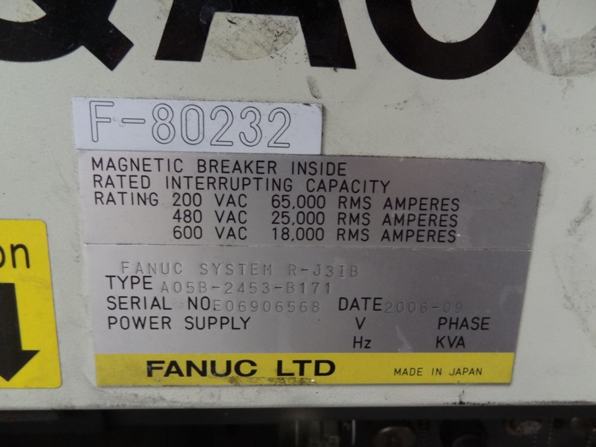 FANUC R2000iA/210F WITH R-J3iB, CABLES, TEACH PEND, SN 80232, YEAR 09/2006, HOURS 12497 LOCATION MI - Image 8 of 8