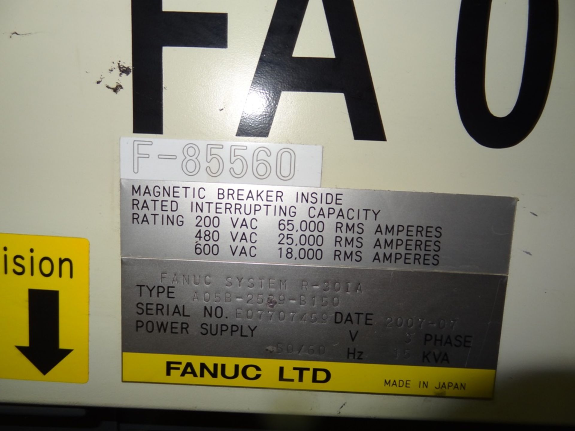 FANUC M-900iA/260L R-30iA, CABLES & TEACH PENDANT, SN 85560, YEAR 08/2007, HOURS 5485, LOCATION MI - Image 9 of 10