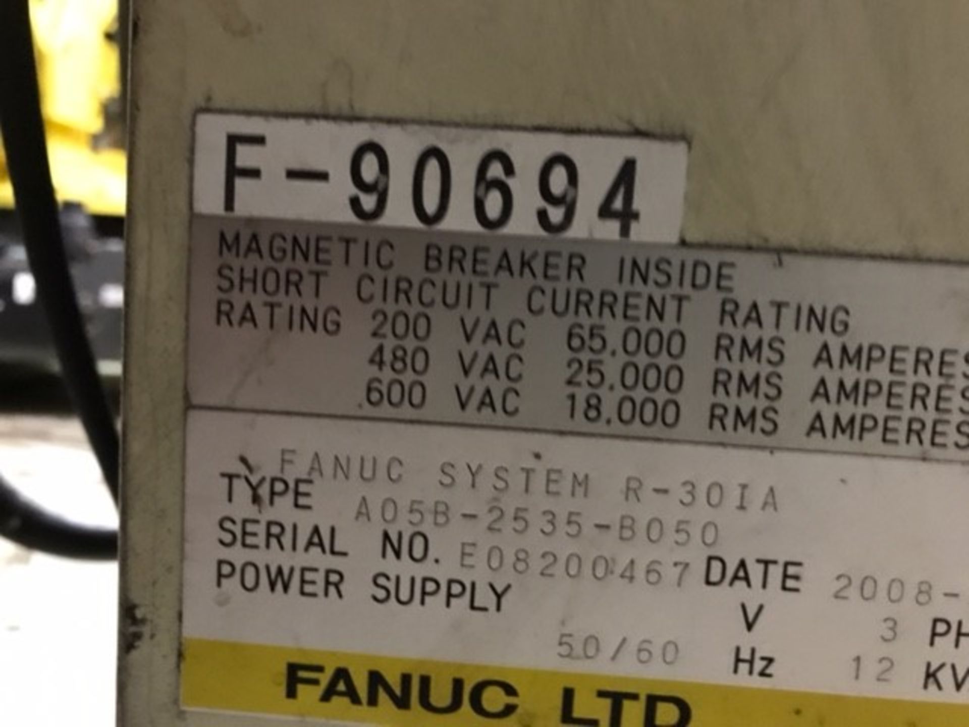 FANUC R2000iB/210F WITH R-30iA CONTROLS, YEAR 2008, SN 90695/90694, TEACH AND CABLES, LOCATION MI - Image 9 of 9
