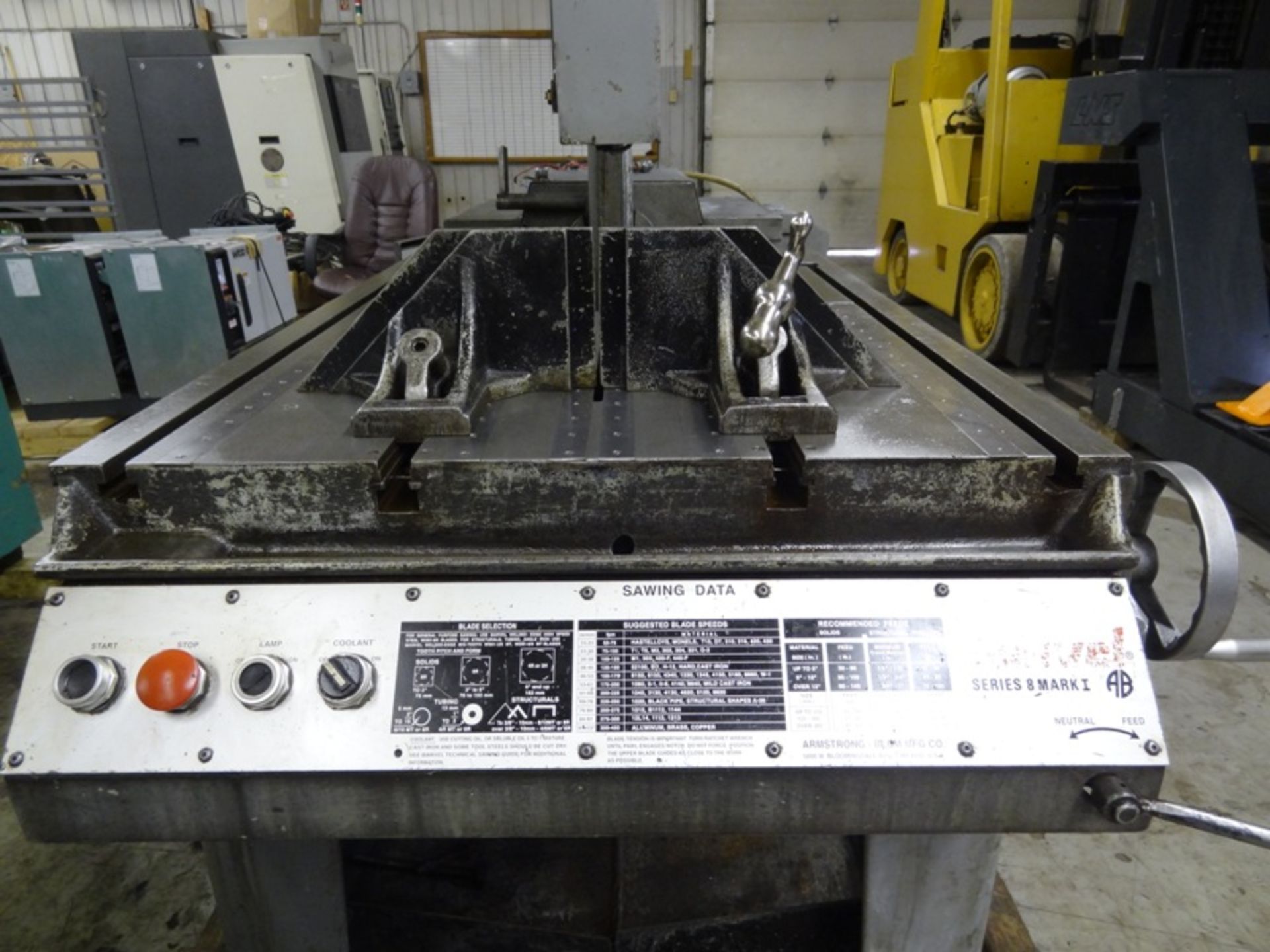 MARVEL SERIES 8 MARK 1 VERTICAL TILTING HEAD BAND SAW, SN 822334-W, LOCATION MI - Image 4 of 9