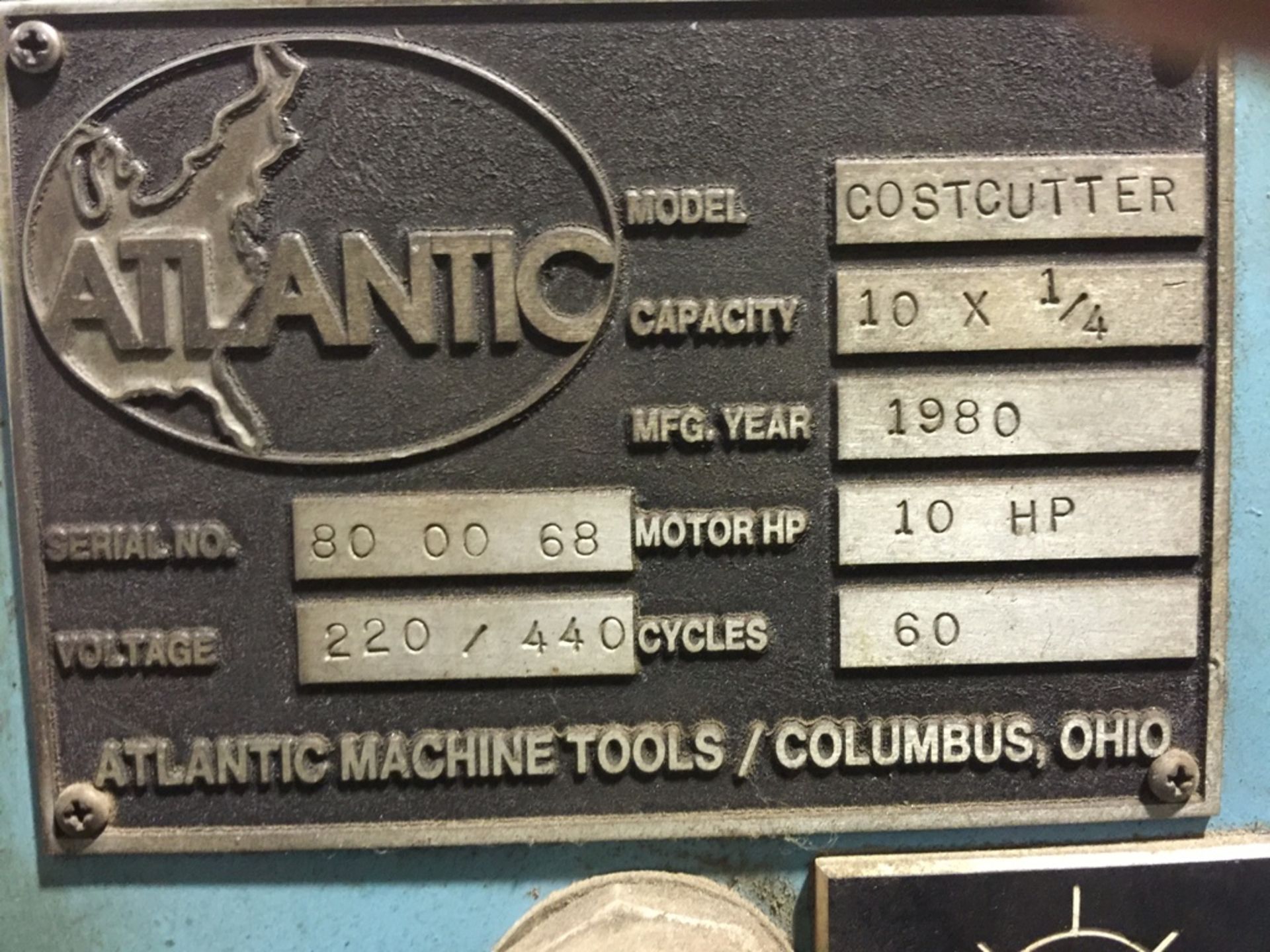 ATLANTIC 10' X 1/4" HYDRAULIC POWER SQUARING SHEAR, SN 80-00-68, LOCATION MI - Image 7 of 7