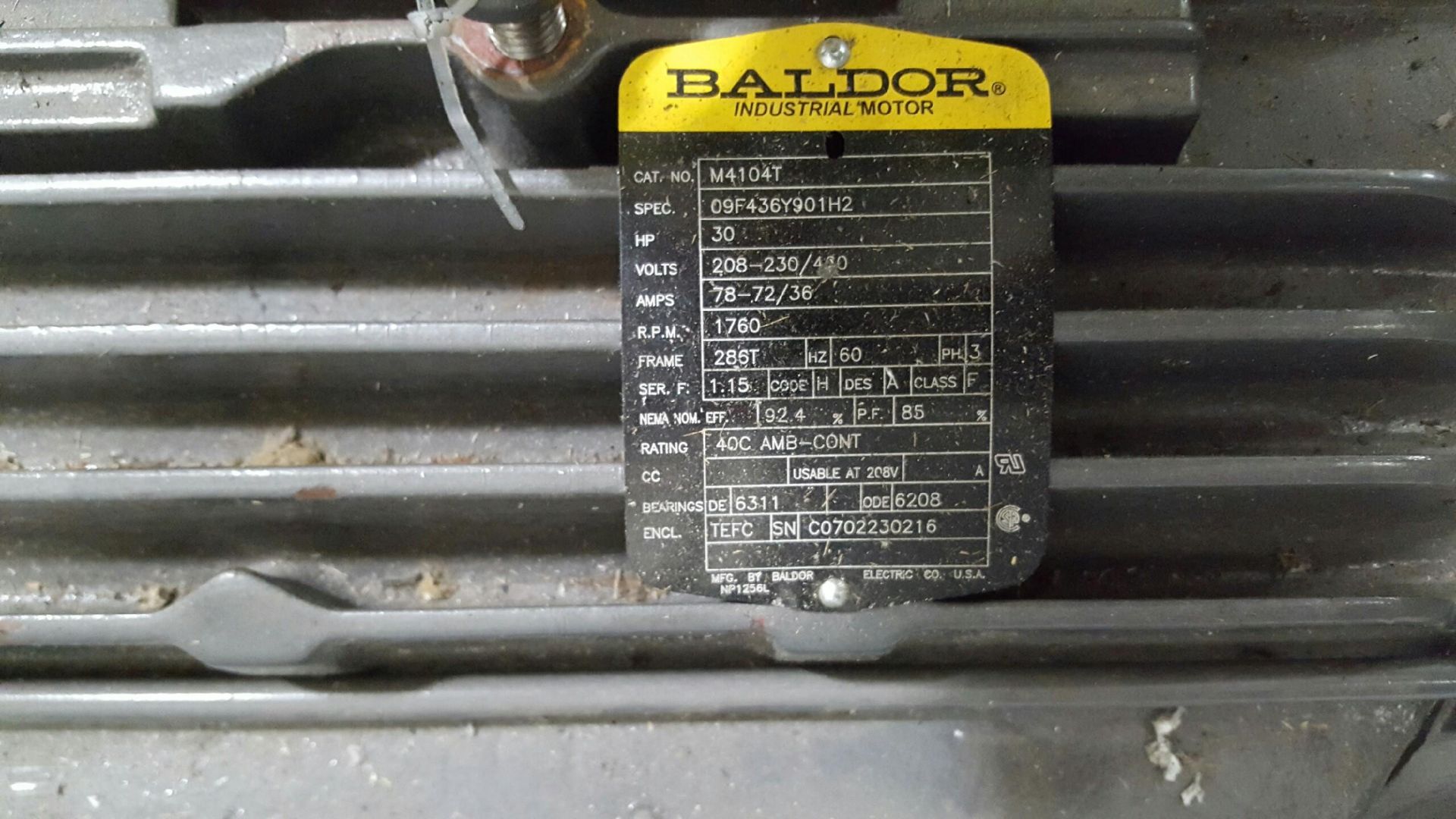 Baldor 30 HP 1,760 RPM Motor - Image 2 of 2