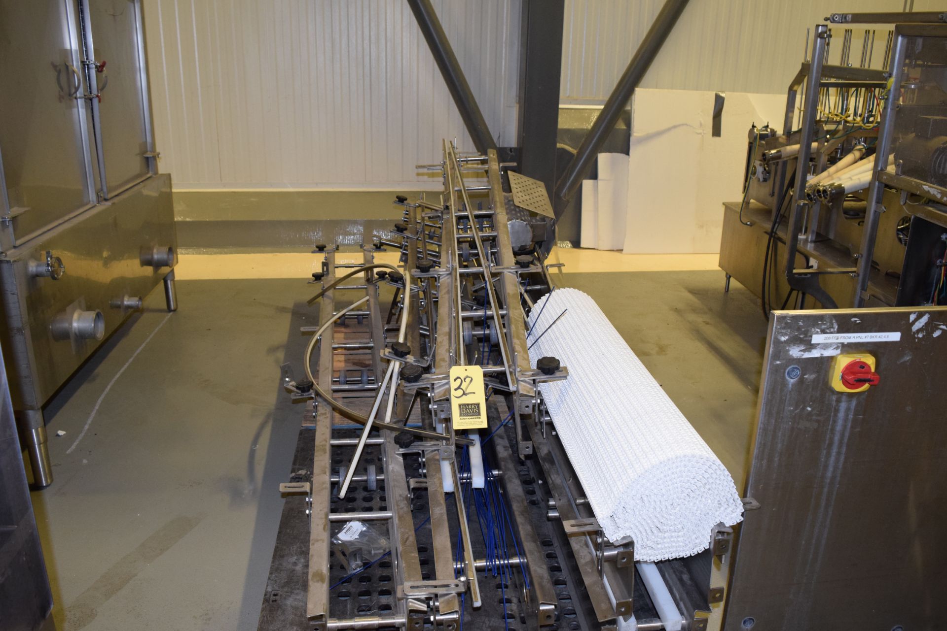 (6) Sections S/S Frame Product Conveyor with (1) Drive, 10' Long x 36" Wide Interlox Belt Conveyor