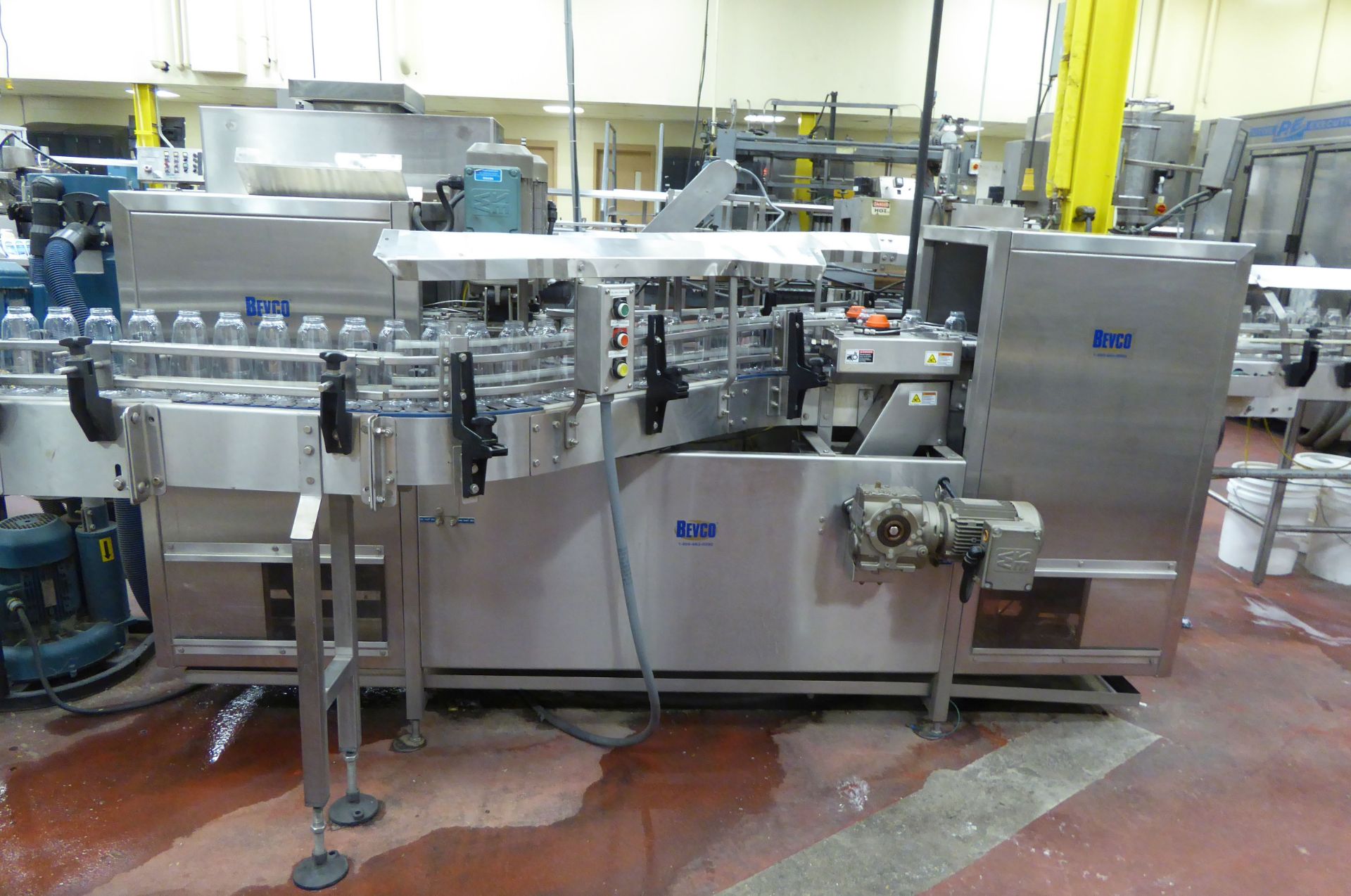 Bevco S/S Bottle Gripper Rinser, Model M150, SN J22705, with (2) Sew Gear Reducing Drives **