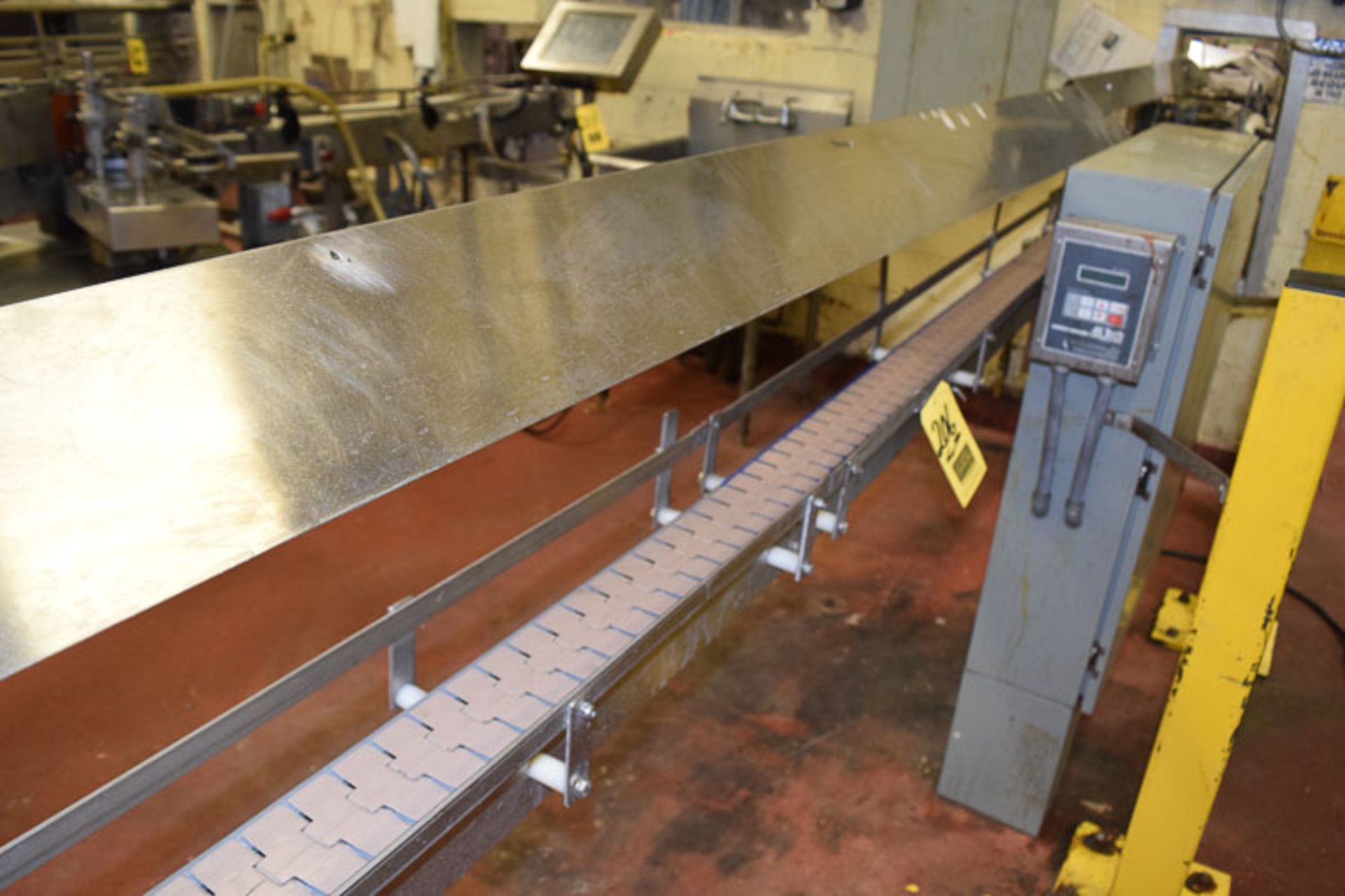 American Conveyor Corp. 3.25" Width S/S Frame Bottle Conveyor, 17' Length with 90 ° Turn and