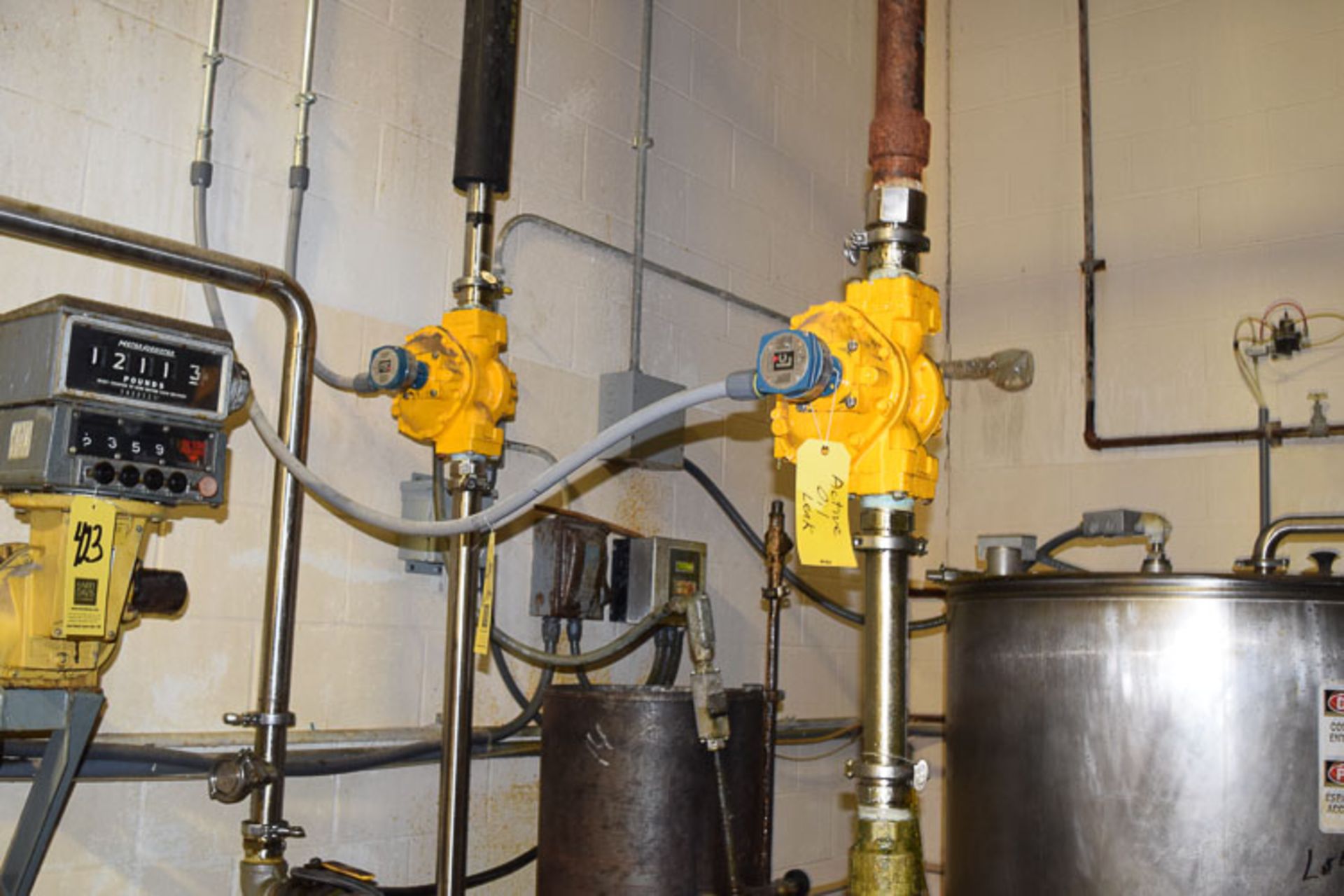 (3) Liquid Controls Incline Flow Meters, and S/S Flow Meter, with S/S Pipe **Rigging Fee** $ 75