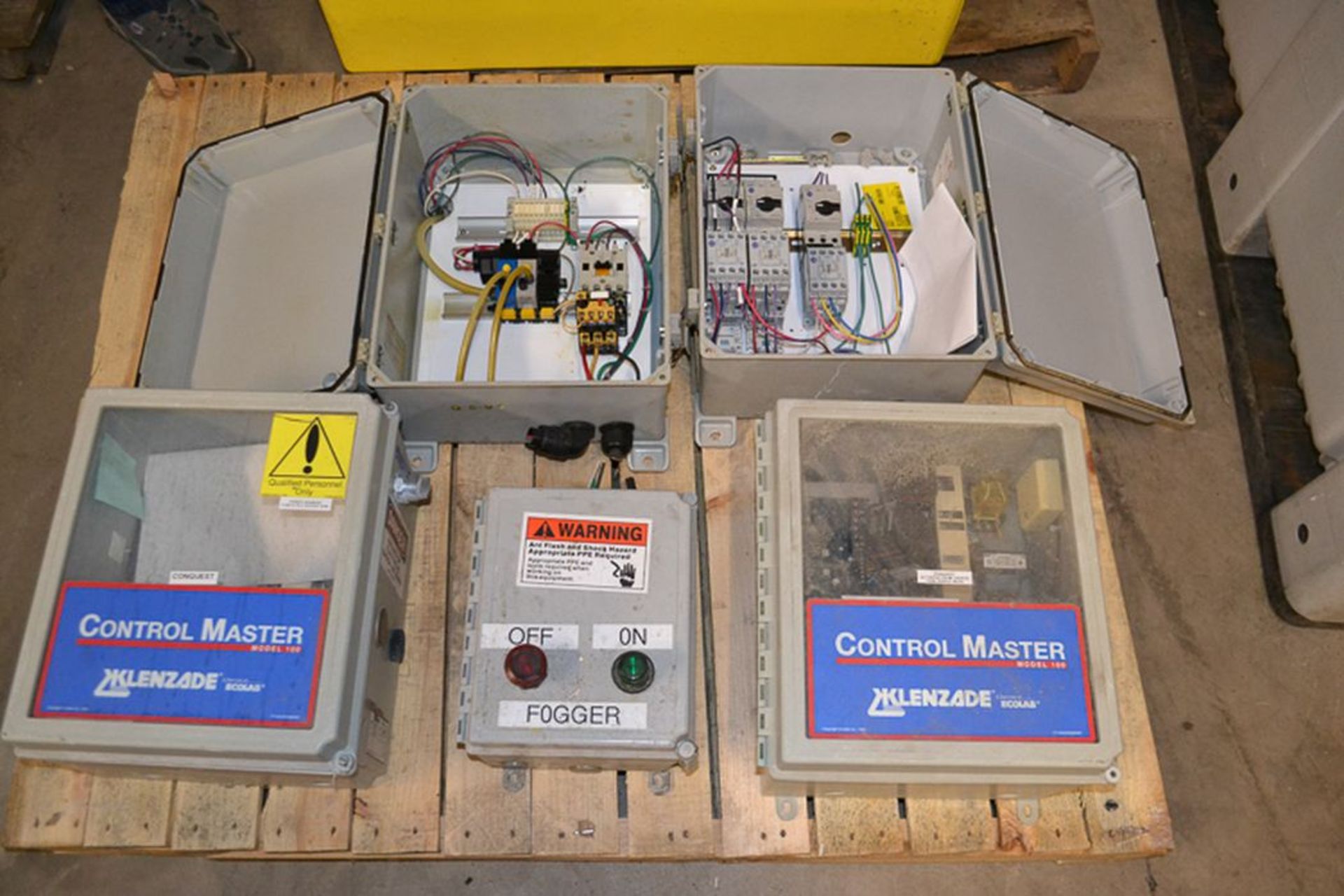 (5) Assorted Composite Control Panels with (3) Allen Bradley Starters, Klenzade Control Masters with