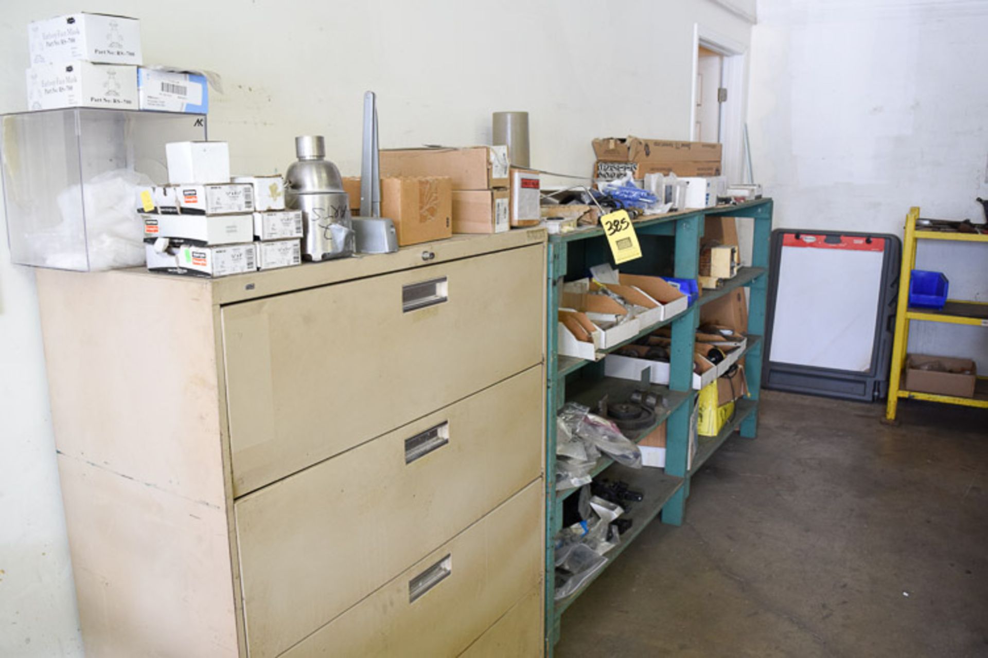 Grinding Wheels, Hardware Feed Pump, Etc. with Shelf and Lateral File Cabinet - Rigging Fee $ 300