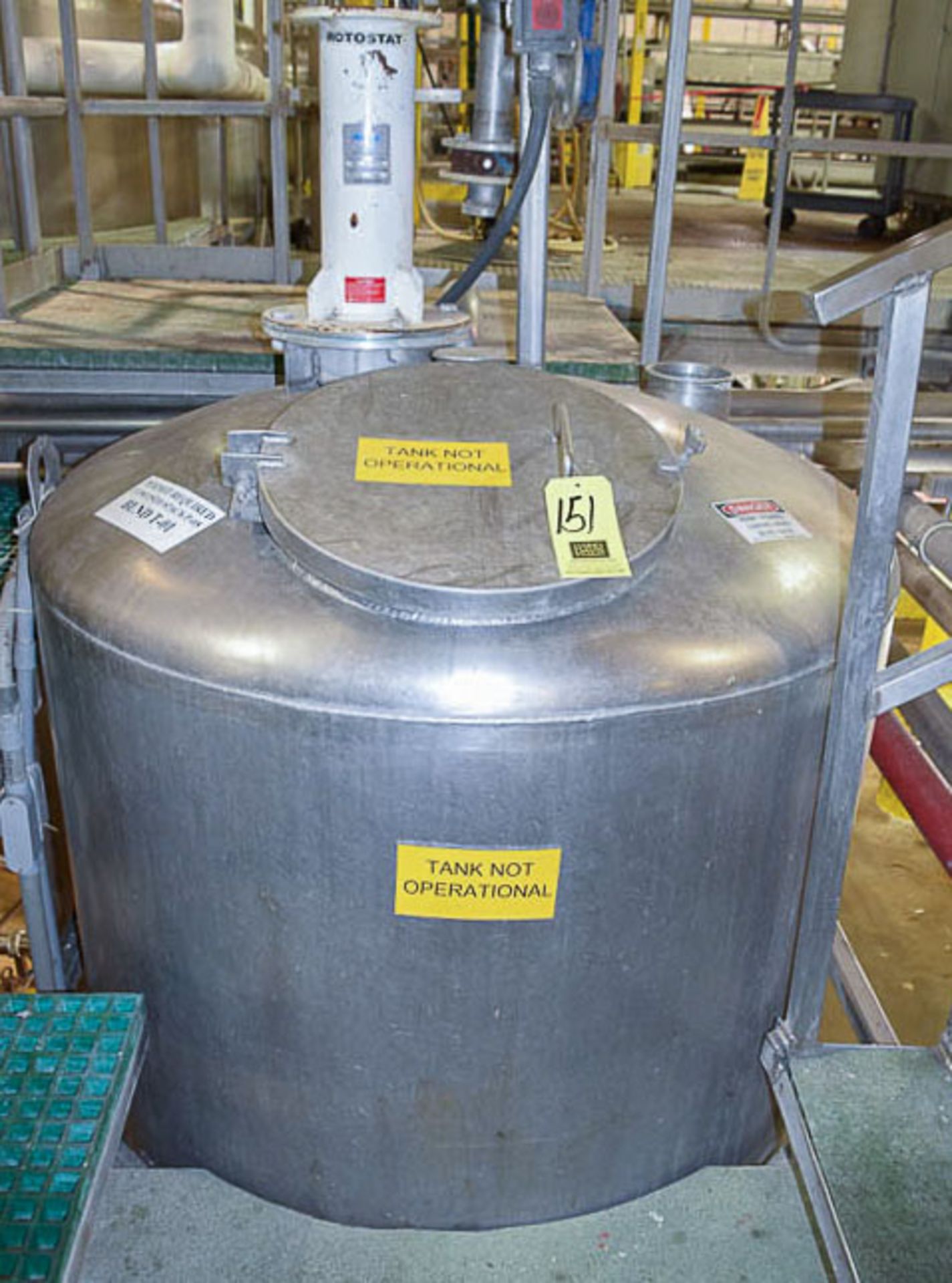 1,500 Gallon S/S Dome Top, Dish Bottom Tank with Hydraulic Agitator