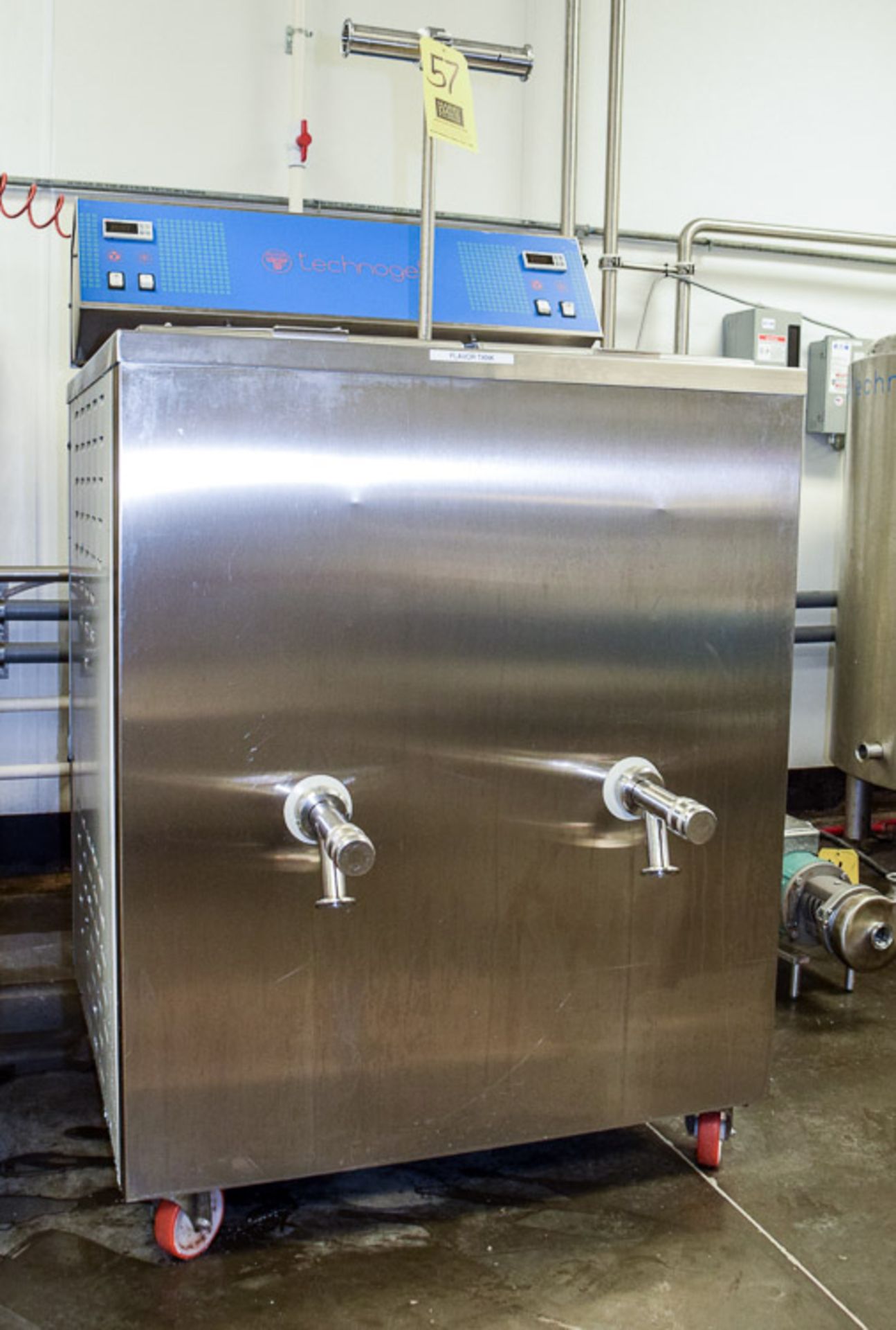 2014 Technogel S/S 2-Compartment (120 Liters Each) Jacketed Aging Vat with Vertical Agitators, Model