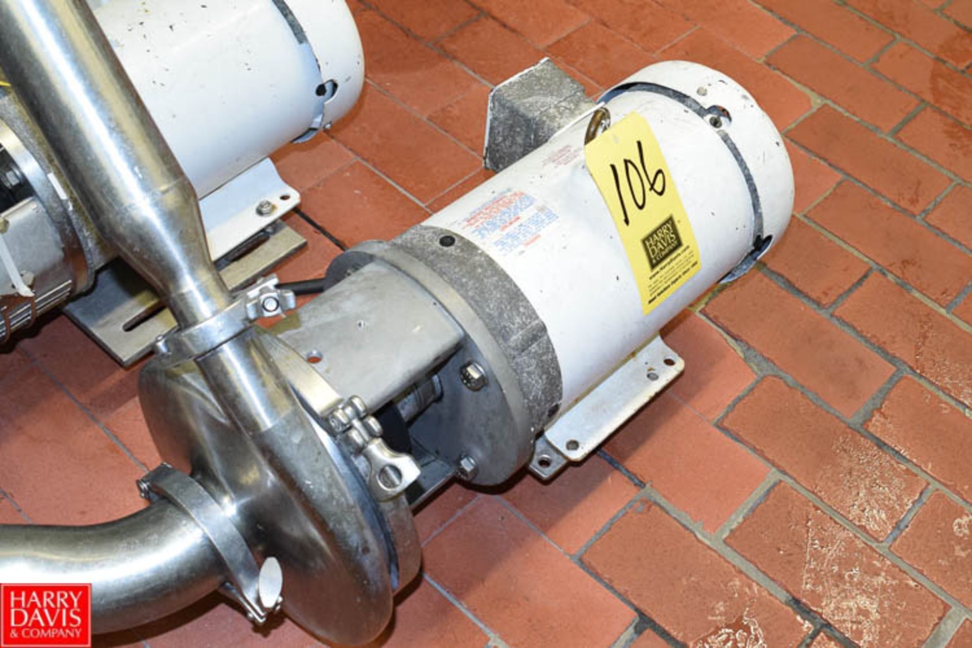 Ampco 5 HP Pump with Baldor 1,745 RPM Motor and 3" x 1.5" S/S Head, Clamp Type - Rigging Fee: $ 75