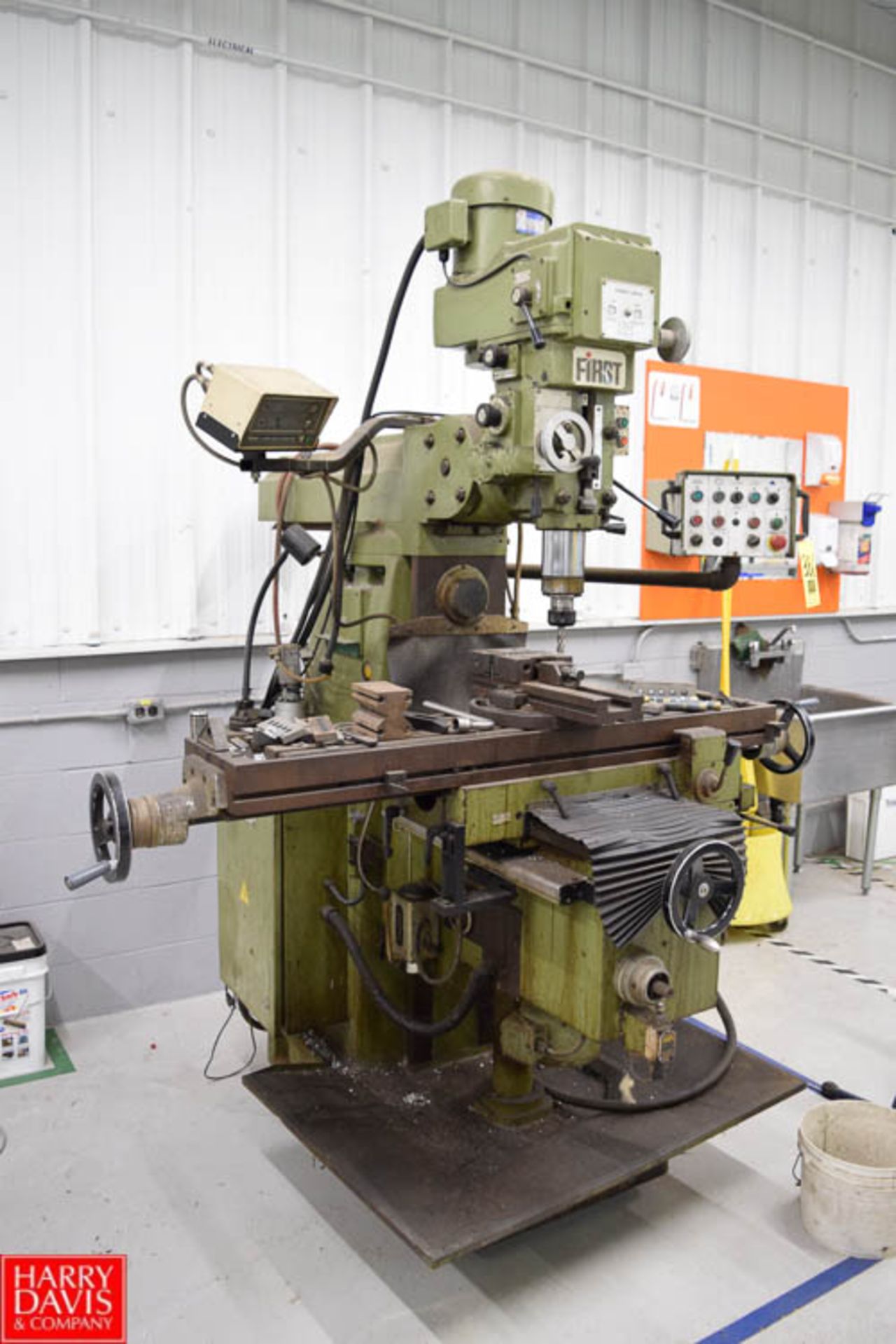 First Vertical Milling Machine with Digital Read Outs and Vise - Rigging Fee $ 395