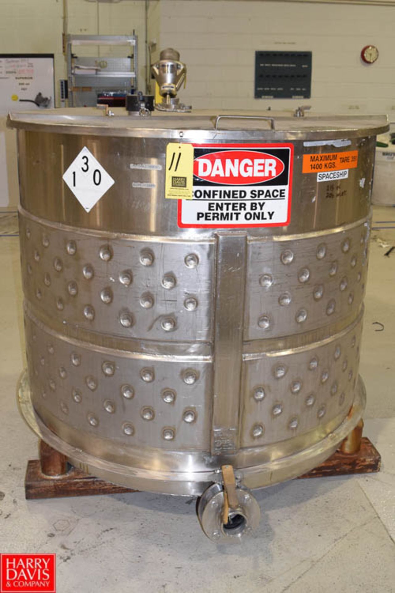 350 Gallon S/S Dimple-Jacketed Portable Tank - Rigging Fee $ 65